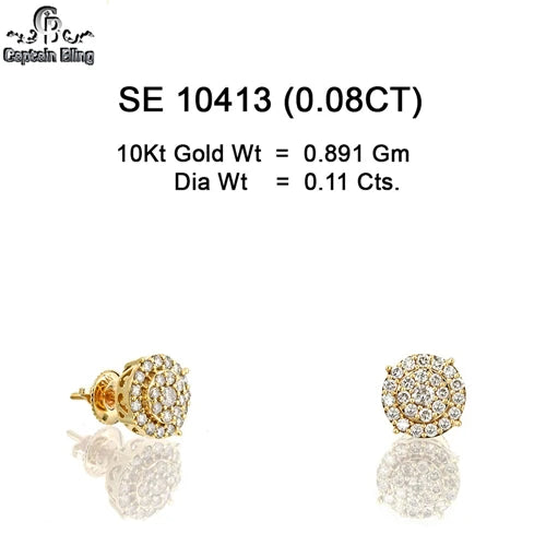 10KT yellow gold double-layered round cluster diamond stud earrings 0.11ct total SI clarity with screw backs – SE10413