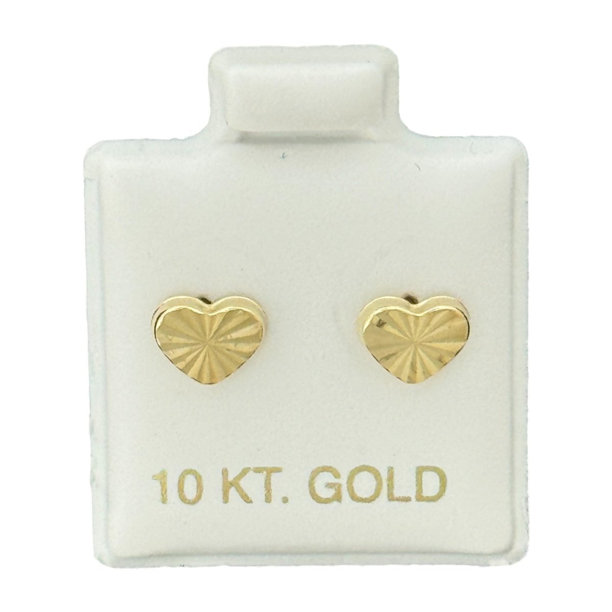 10KT Gold Heart Stud Earrings - Main Front View by Silver Factory