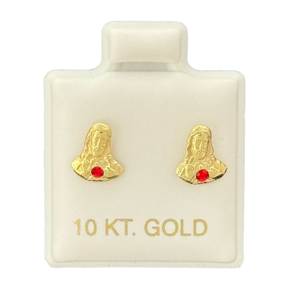 10KT Gold Jesus Sacred Heart Earrings - Main Front View by Silver Factory