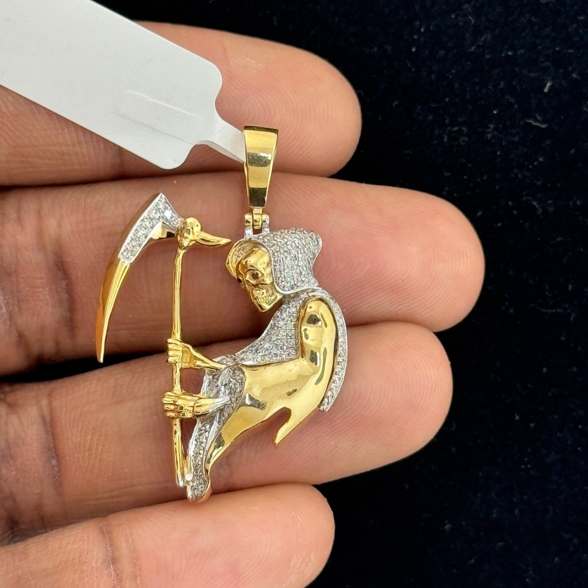 10KT Gold Sante Muerte Pendant With Genuine SI Diamonds