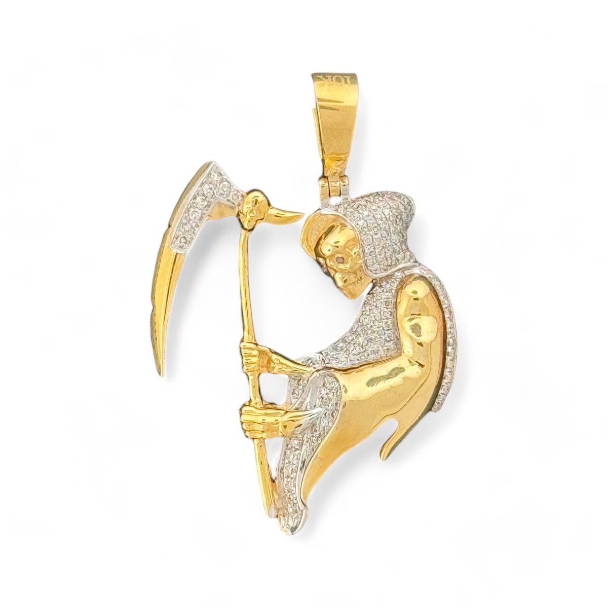 10KT Gold Sante Muerte Pendant With Genuine SI Diamonds