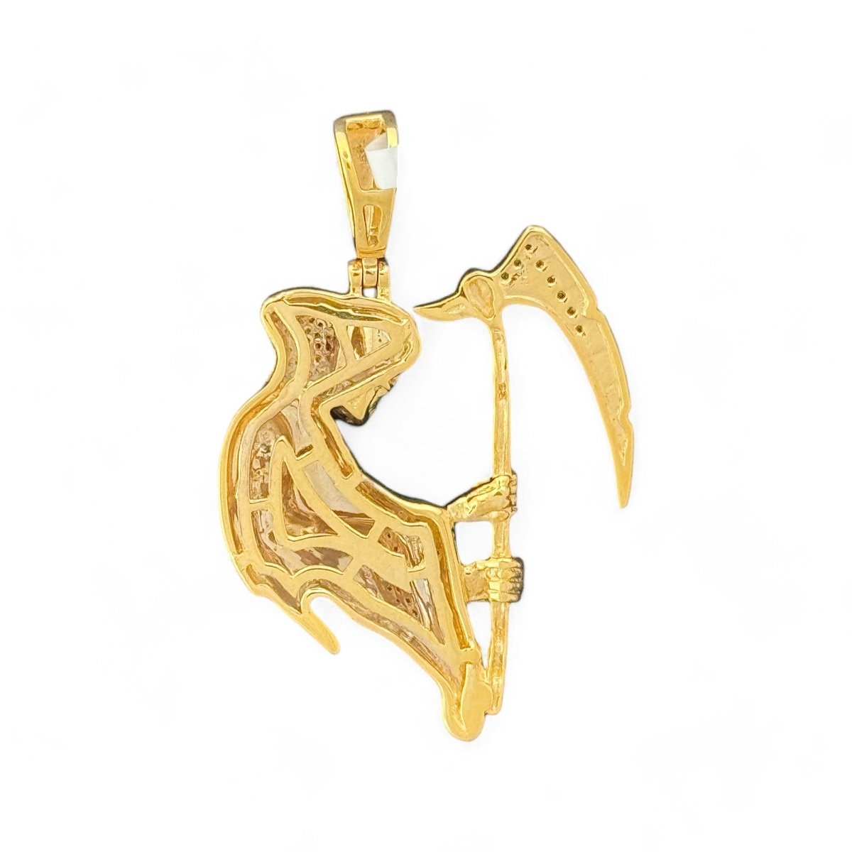 10KT Gold Sante Muerte Pendant With Genuine SI Diamonds