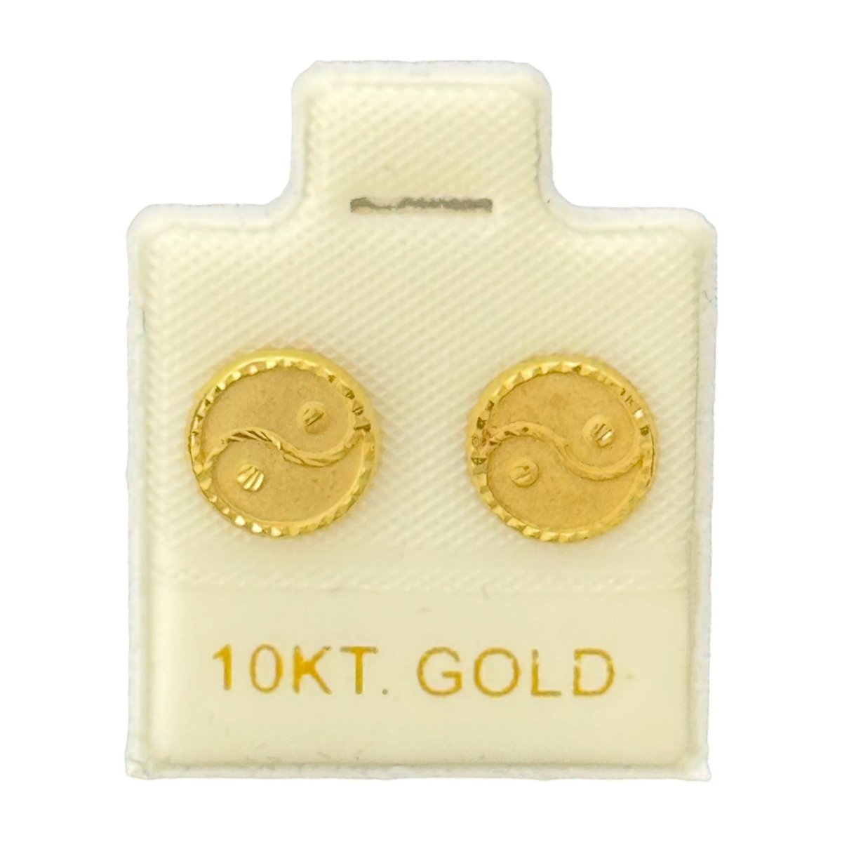10KT Gold Yin-Yang Stud Earrings - Main Front View by Silver Factory