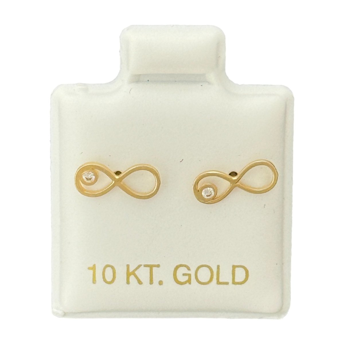 10KT Infinity Symbol Stud Gold Earrings - Main Front View by Silver Factory