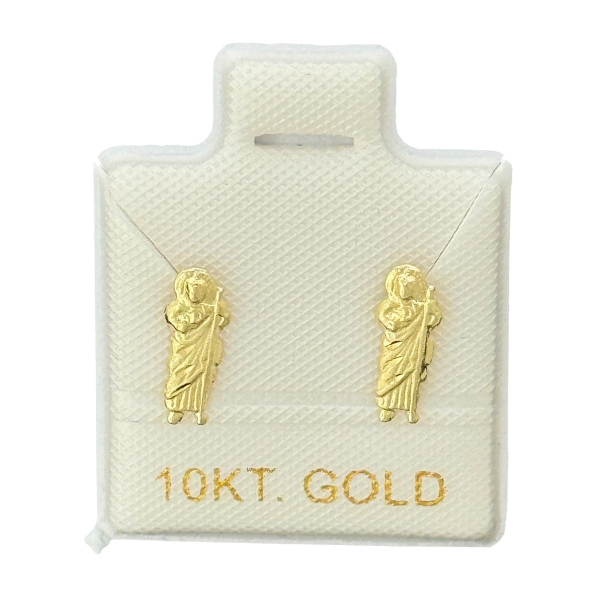 10KT Saint Jude Gold Earrings - Main Front View by Silver Factory