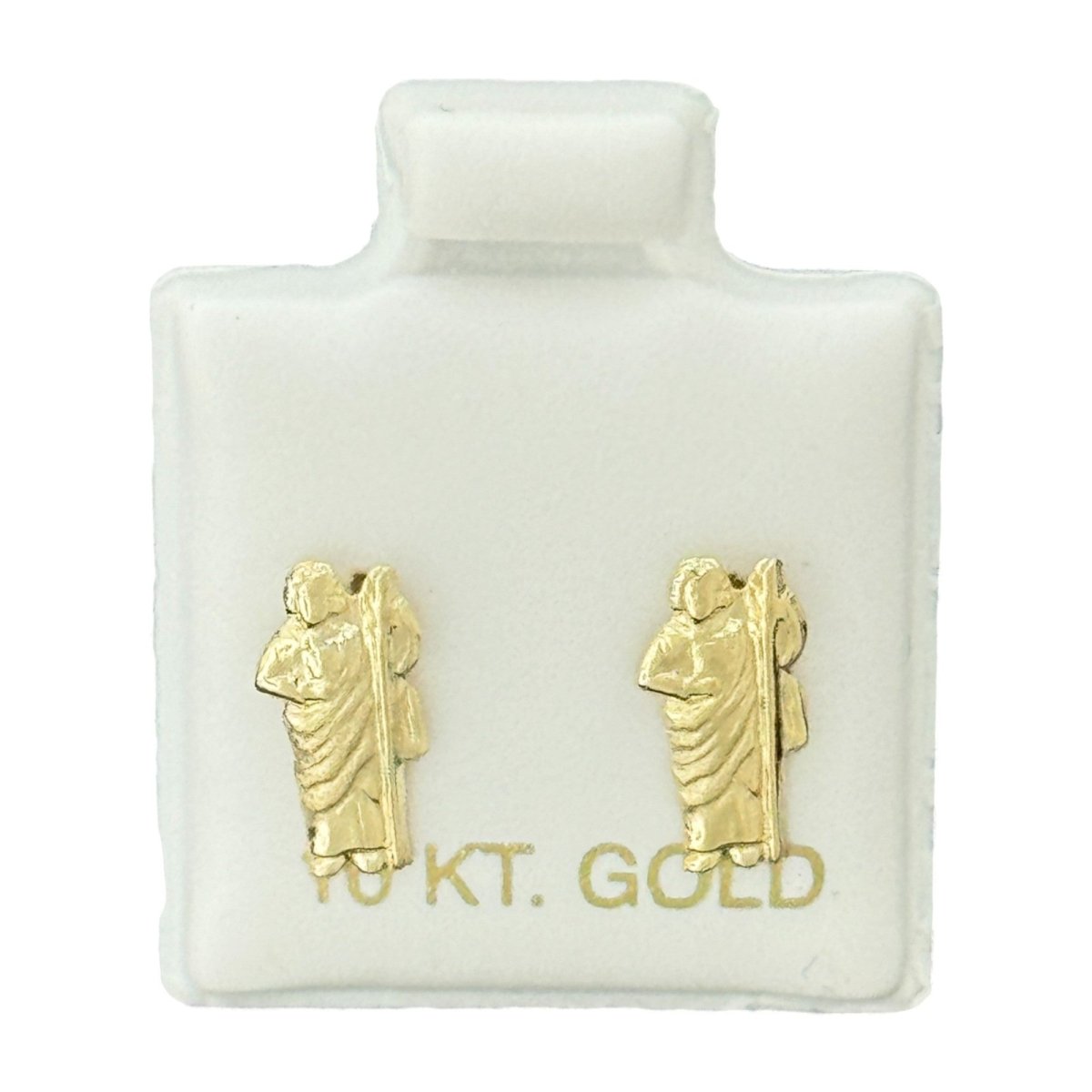 10KT Saint Jude Gold Earrings - Main Front View by Silver Factory