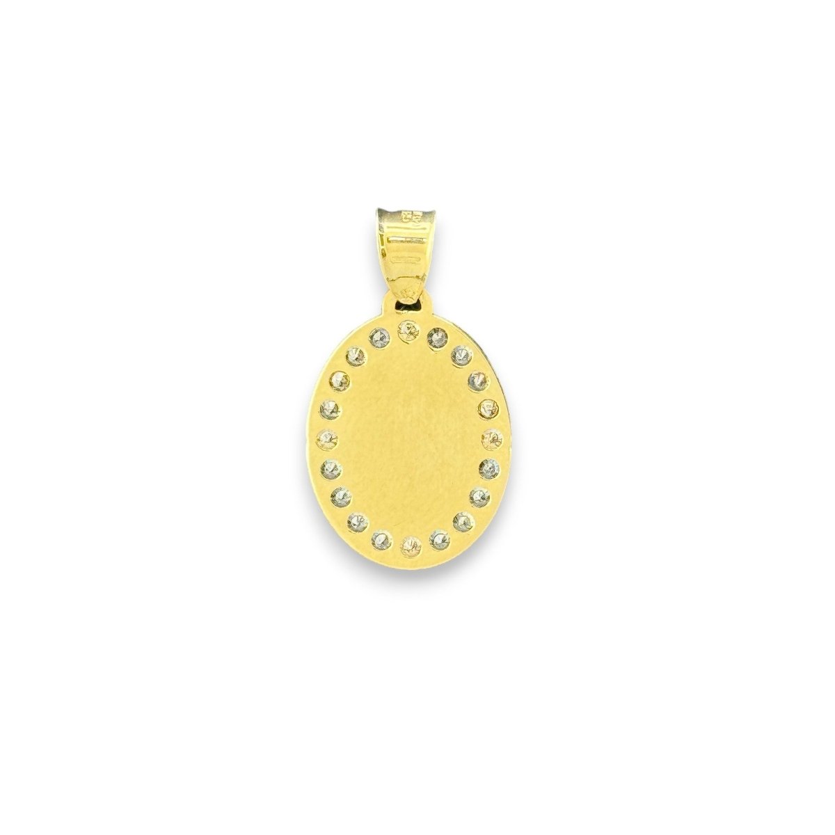 14KT Tricolor Gold Baby Jesus Oval Pendant