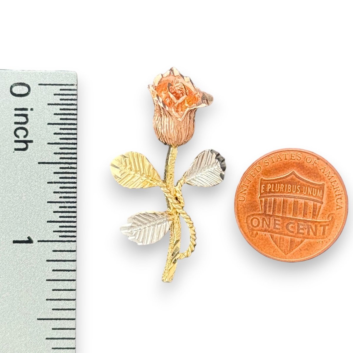 14KT Tricolor Gold Rose Pendant