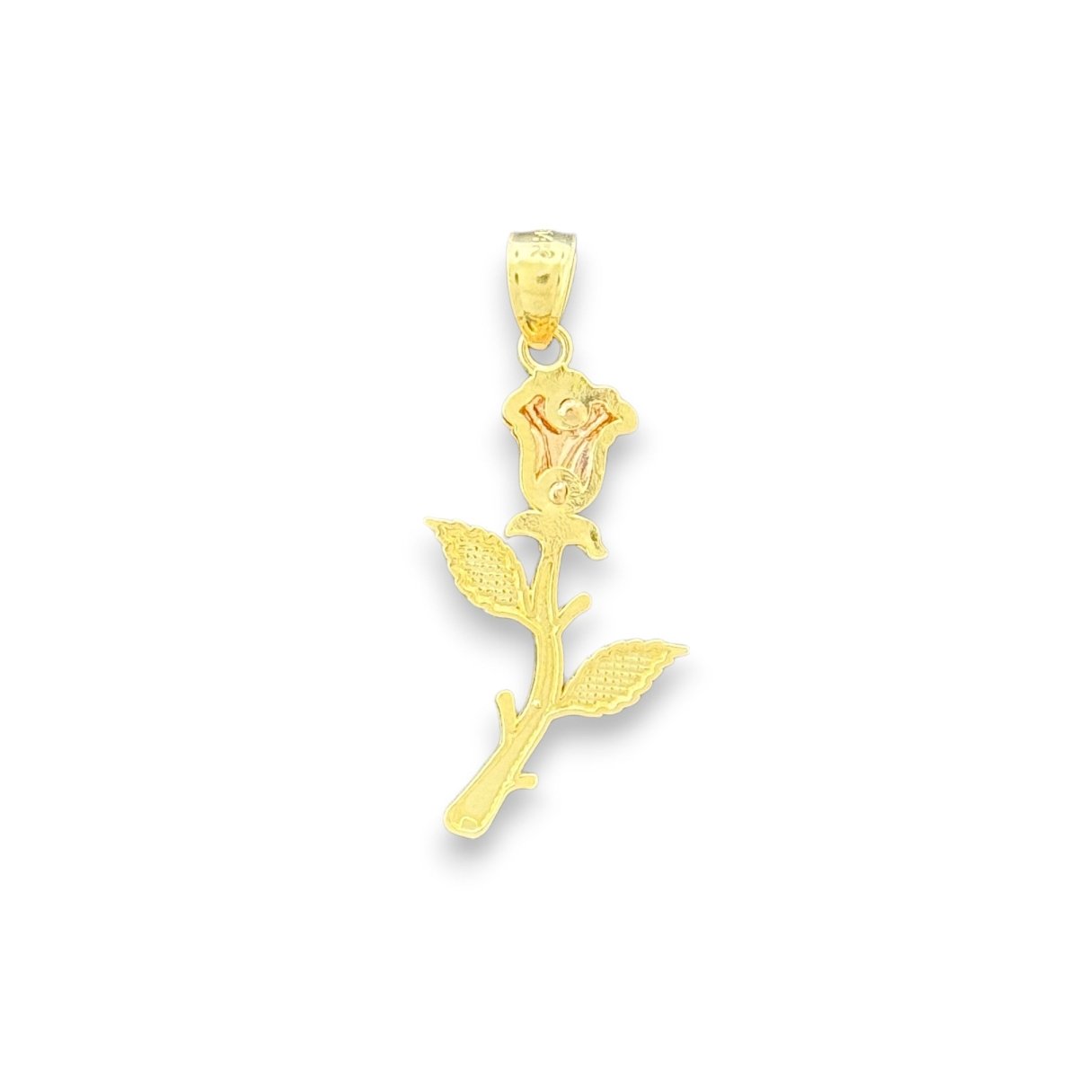 14KT Tricolor Gold Rosebud Pendant