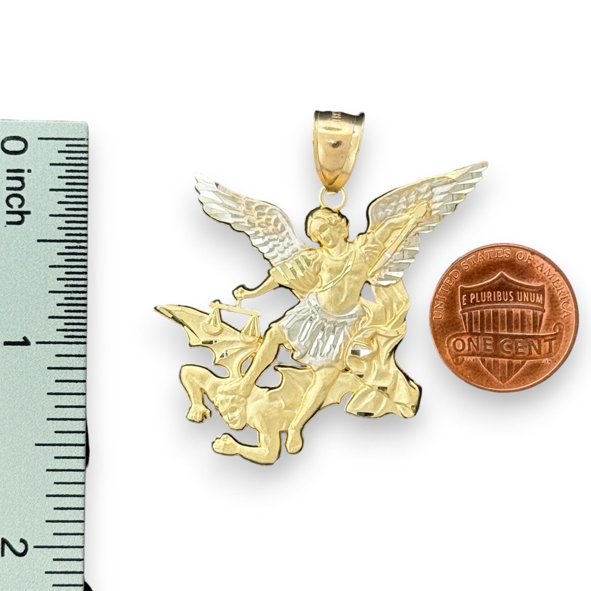 14KT Two - Tone Gold Archangel Michael Pendant