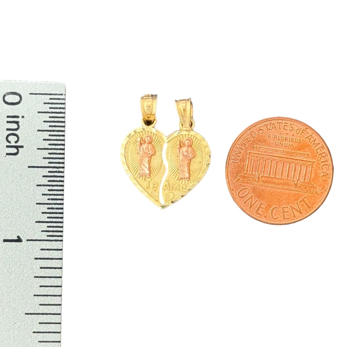 14KT Yellow and Rose Gold "Te Amo" Breakable Heart Pendant