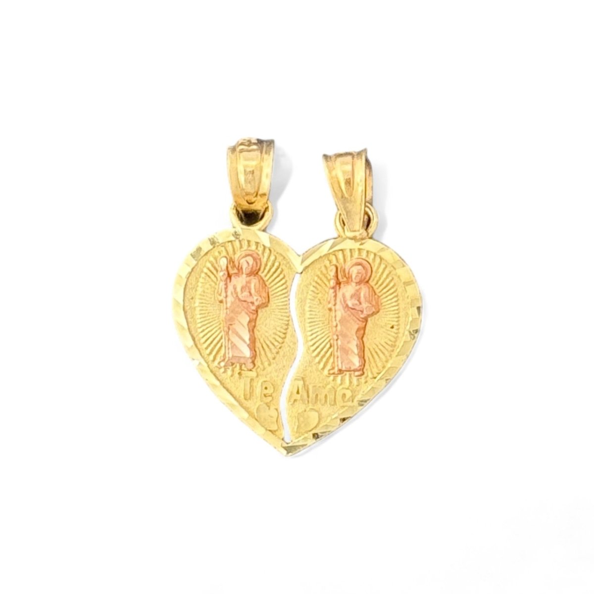 14KT Yellow and Rose Gold "Te Amo" Breakable Heart Pendant