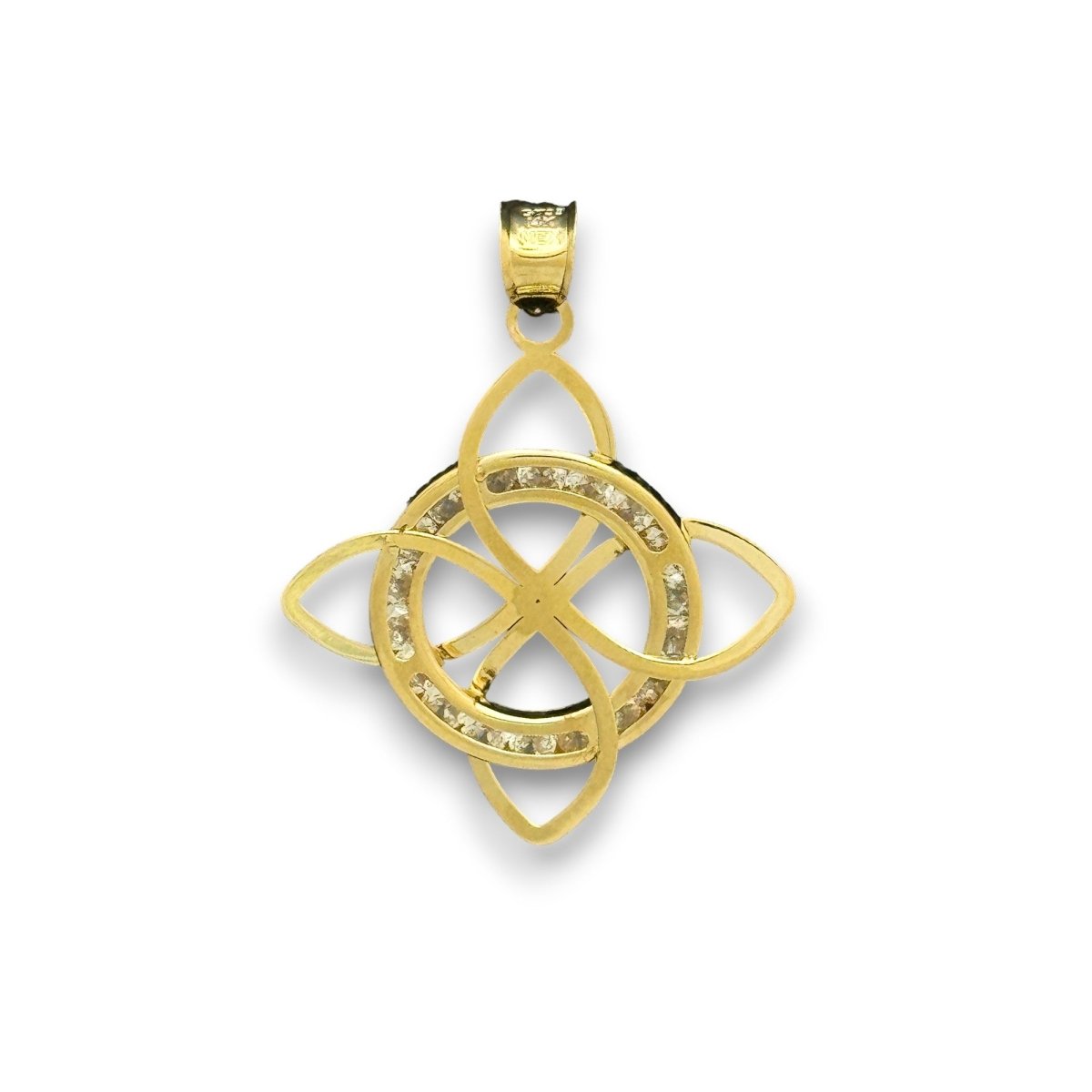 14KT Yellow Gold Celtic Knot Pendant with Diamond Accents