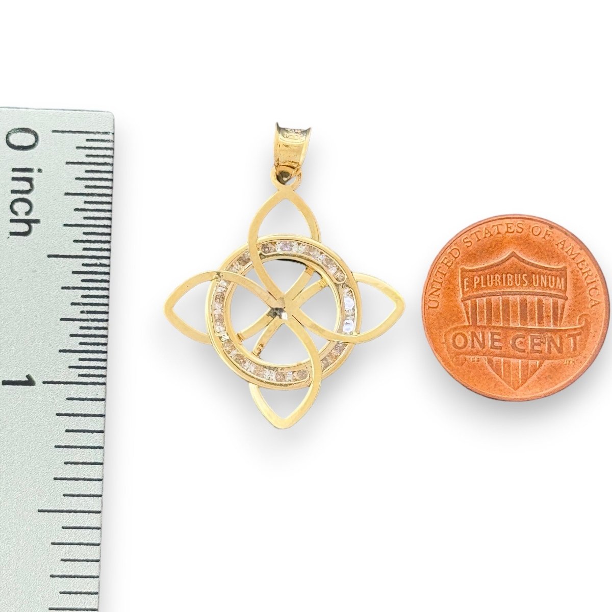 14KT Yellow Gold Celtic Knot Pendant with Diamond Accents