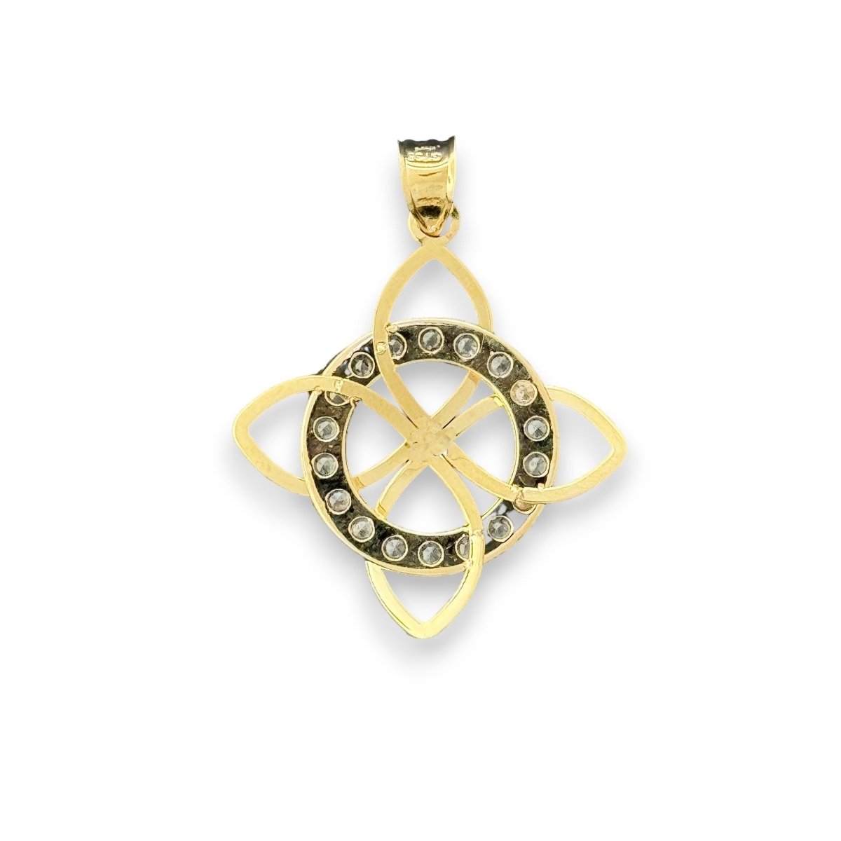 14KT Yellow Gold Celtic Knot Pendant with Diamond Accents