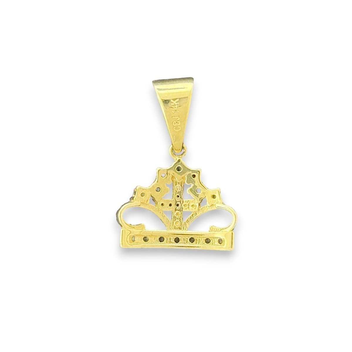 14KT Yellow Gold Crown Pendant with CZ Stones