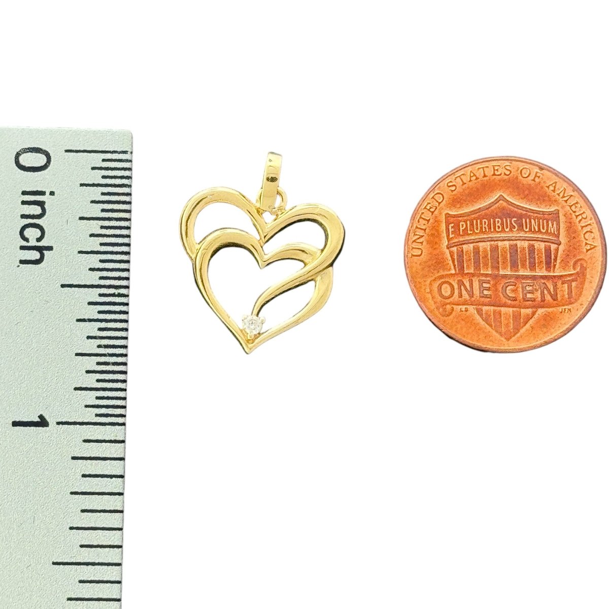 14KT Yellow Gold Double Heart Pendant