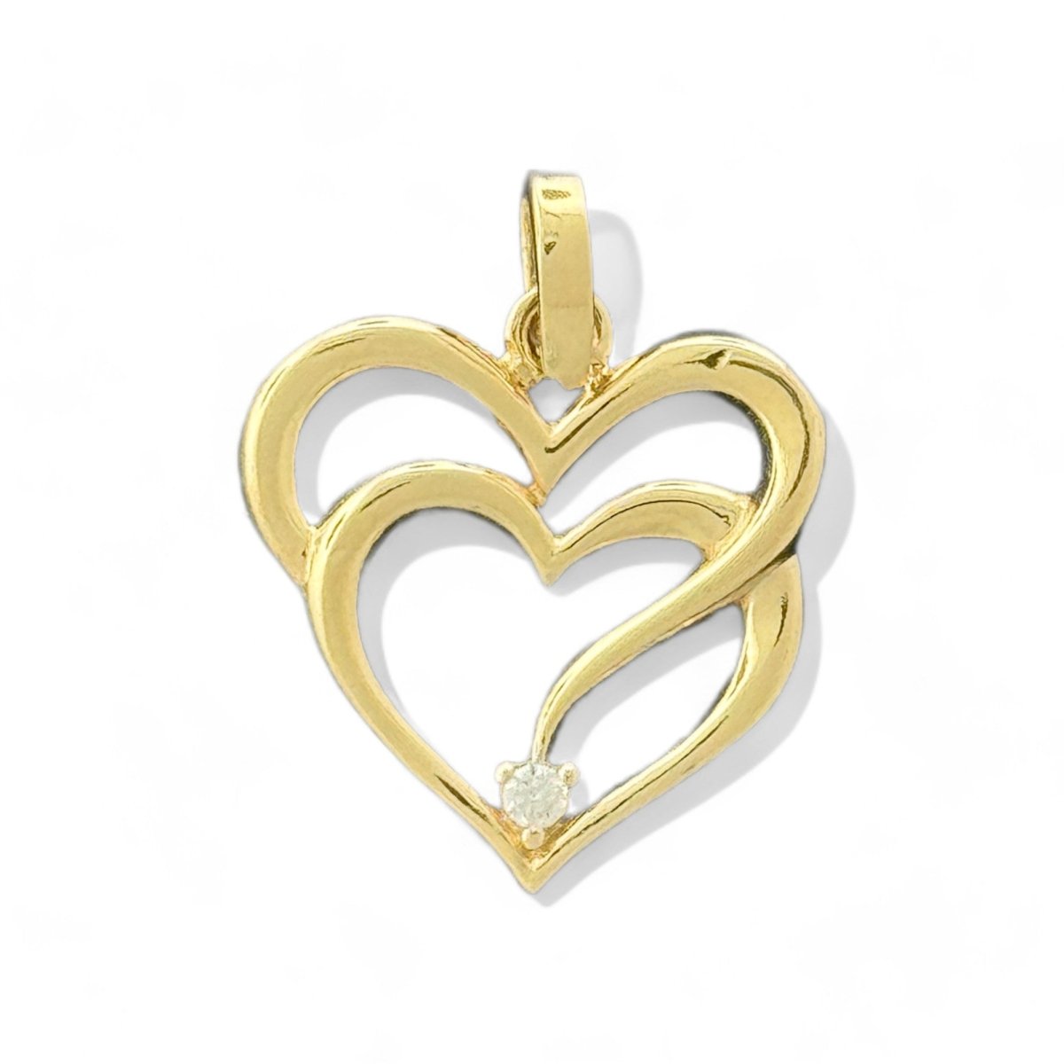 14KT Yellow Gold Double Heart Pendant