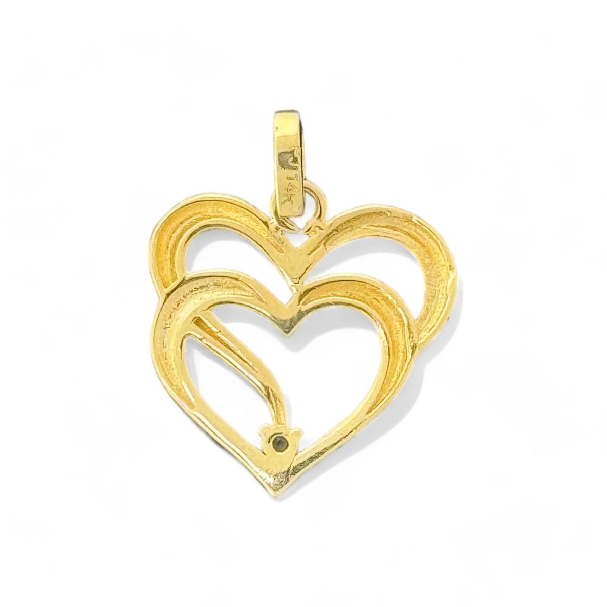14KT Yellow Gold Double Heart Pendant