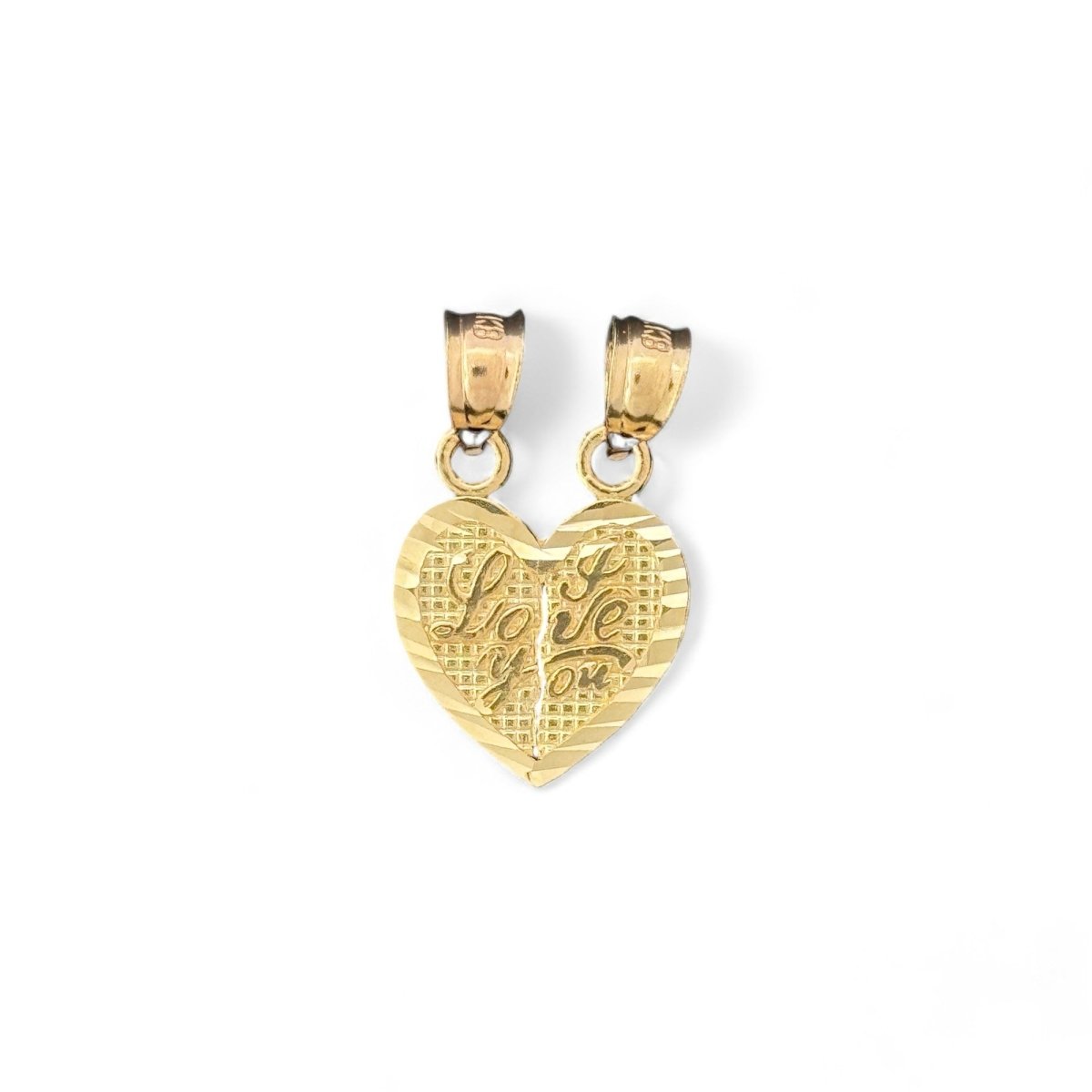 14KT Yellow Gold "I Love You" Breakable Heart Pendant