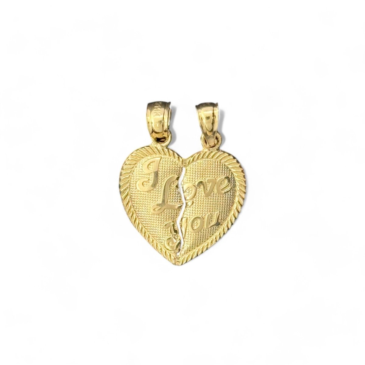 14KT Yellow Gold "I Love You" Breakable Heart Pendant