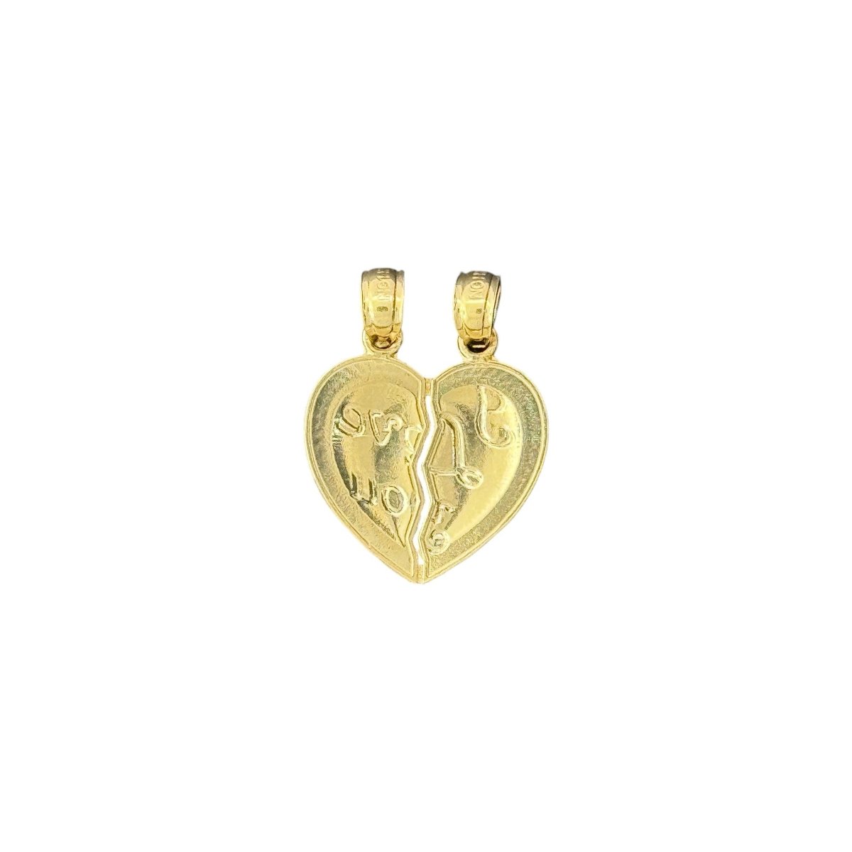14KT Yellow Gold "I Love You" Breakable Heart Pendant