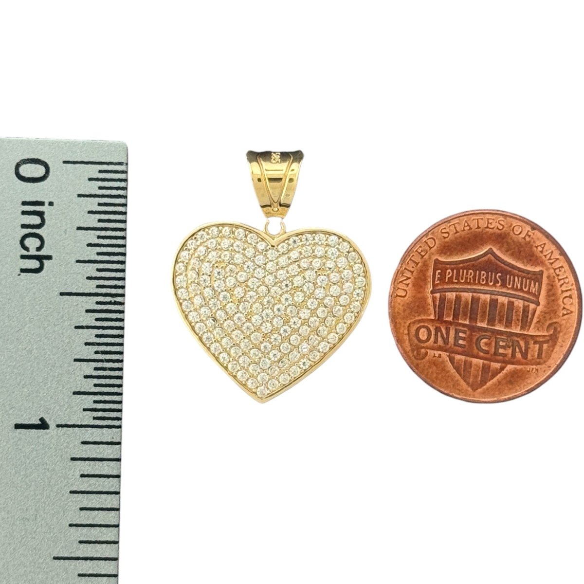 14KT Yellow Gold Pave CZ Heart Pendant