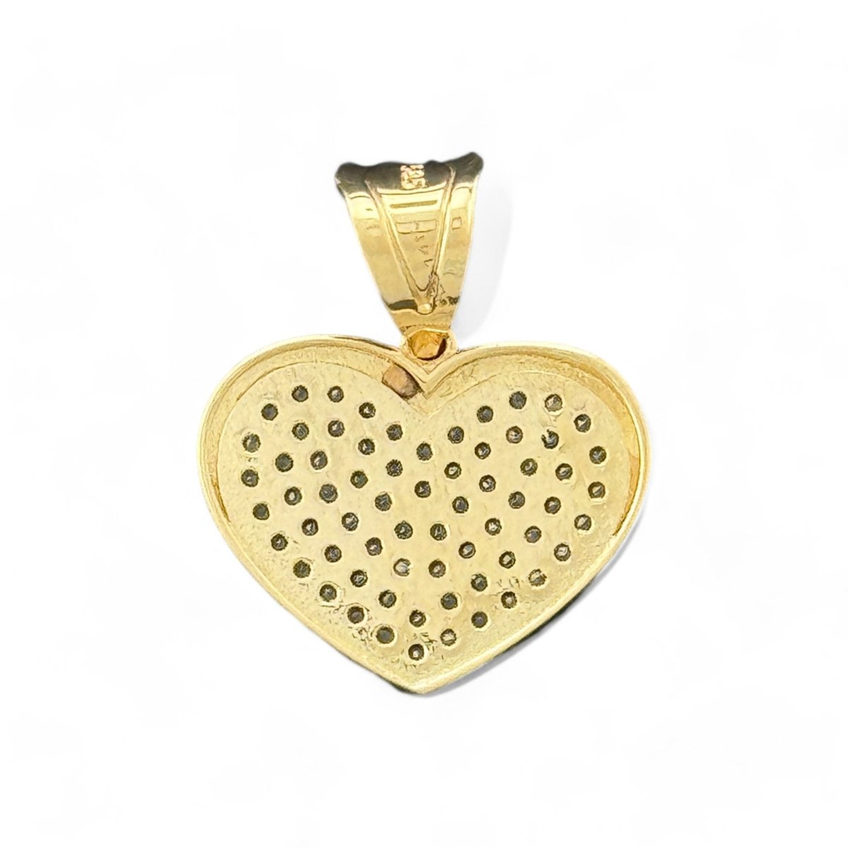 14KT Yellow Gold Pave CZ Heart Pendant