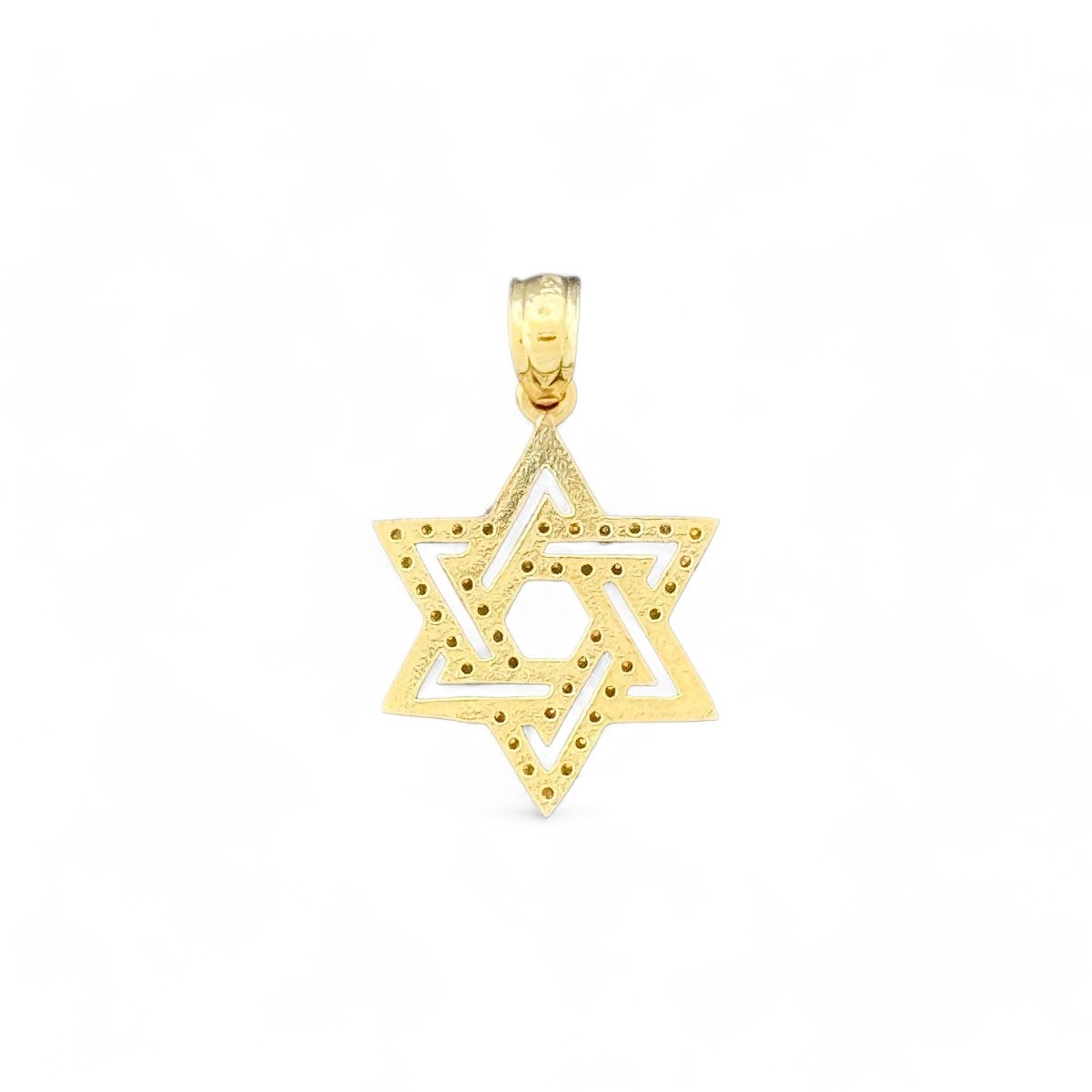 14KT Yellow Gold Star of David Pendant with CZ Accents
