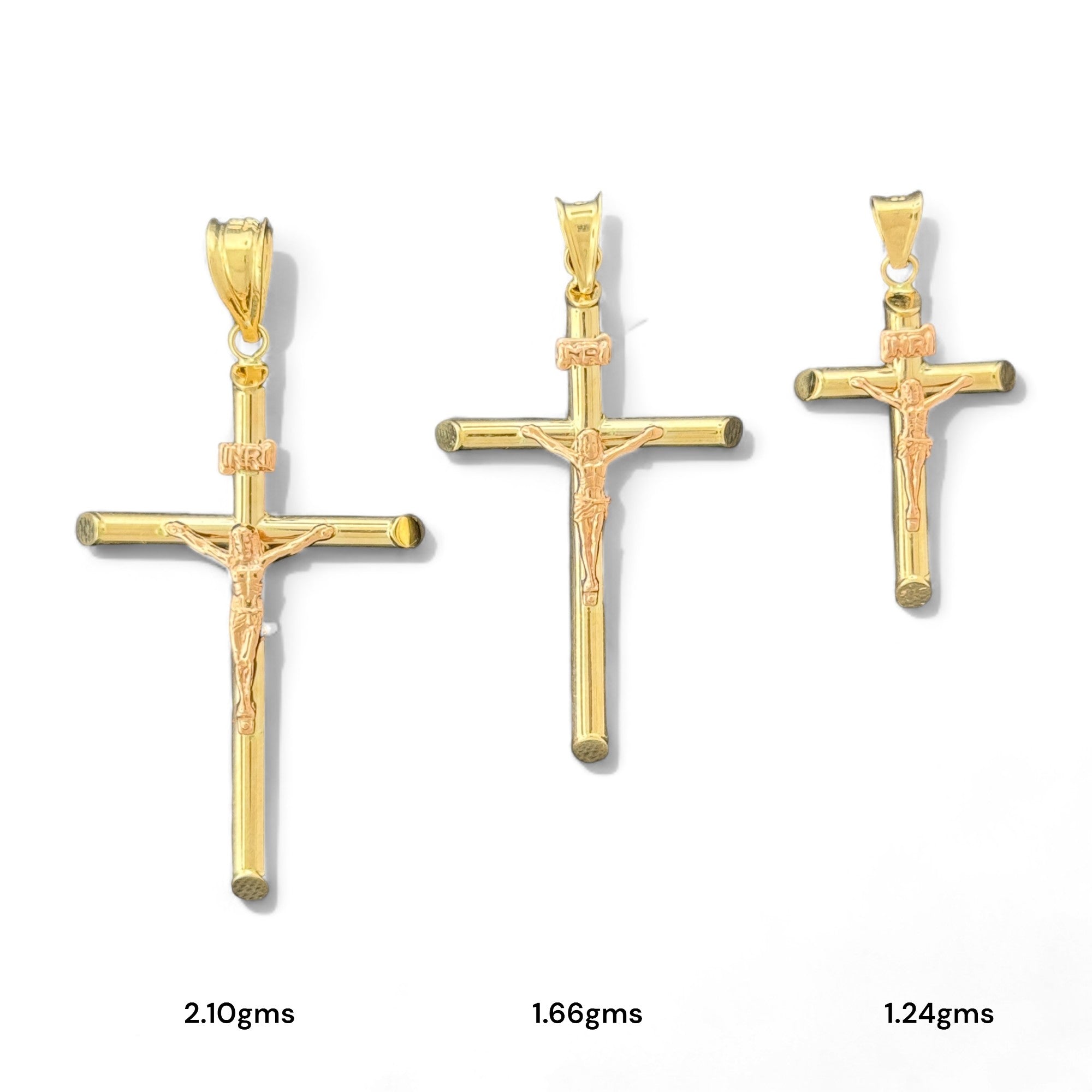 14KT Gold Crucifix Cross Pendant with Sparkling Cubic Zirconia Stones - Elegant Religious Jewelry