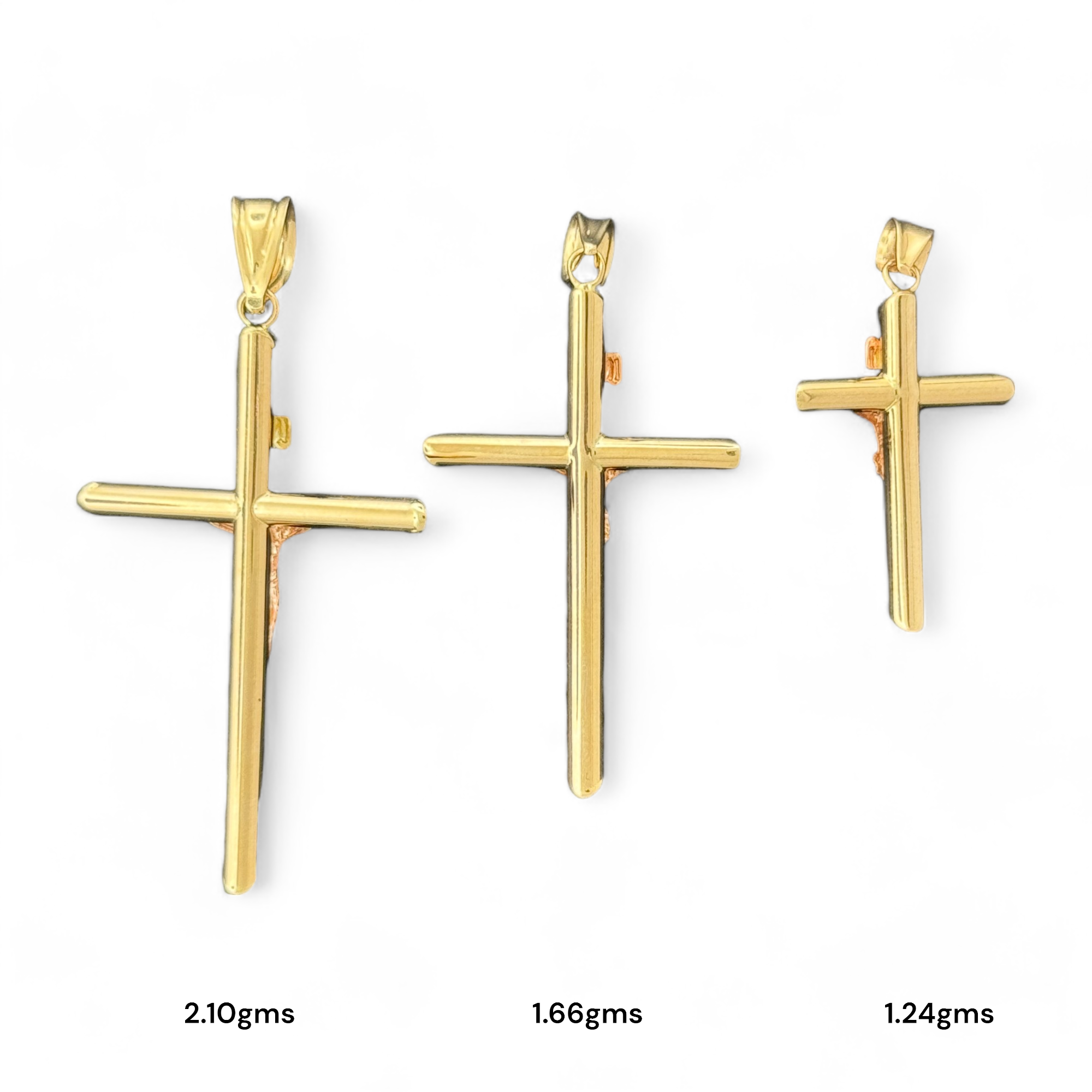 14KT Gold Crucifix Cross Pendant with Sparkling Cubic Zirconia Stones - Elegant Religious Jewelry