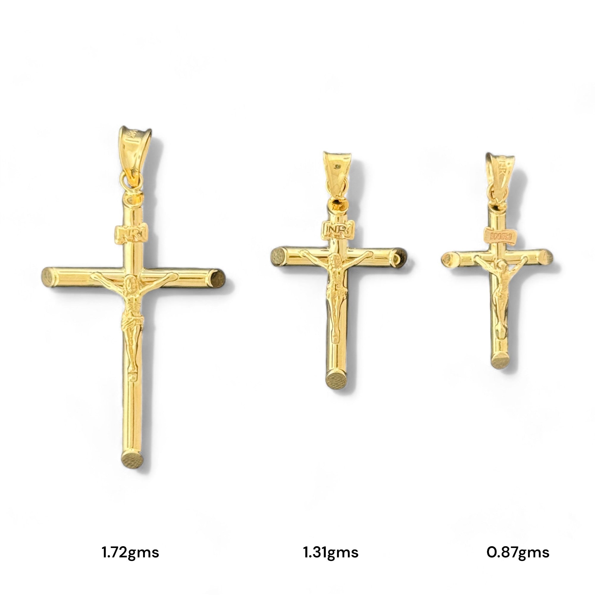 14KT Gold Crucifix Cross Pendant with Sparkling Cubic Zirconia Stones - Elegant Religious Jewelry