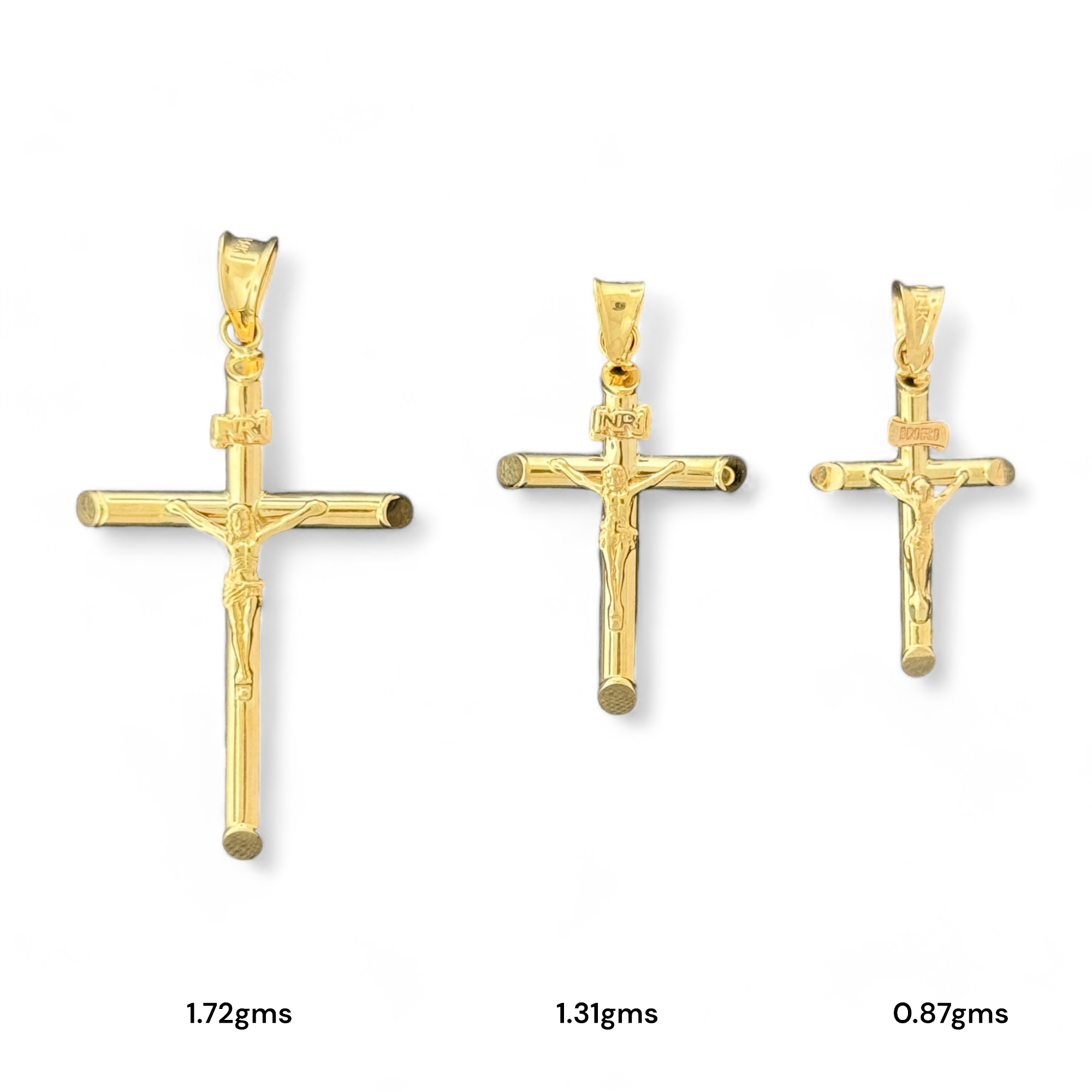 14KT Gold Crucifix Cross Pendant with Sparkling Cubic Zirconia Stones - Elegant Religious Jewelry