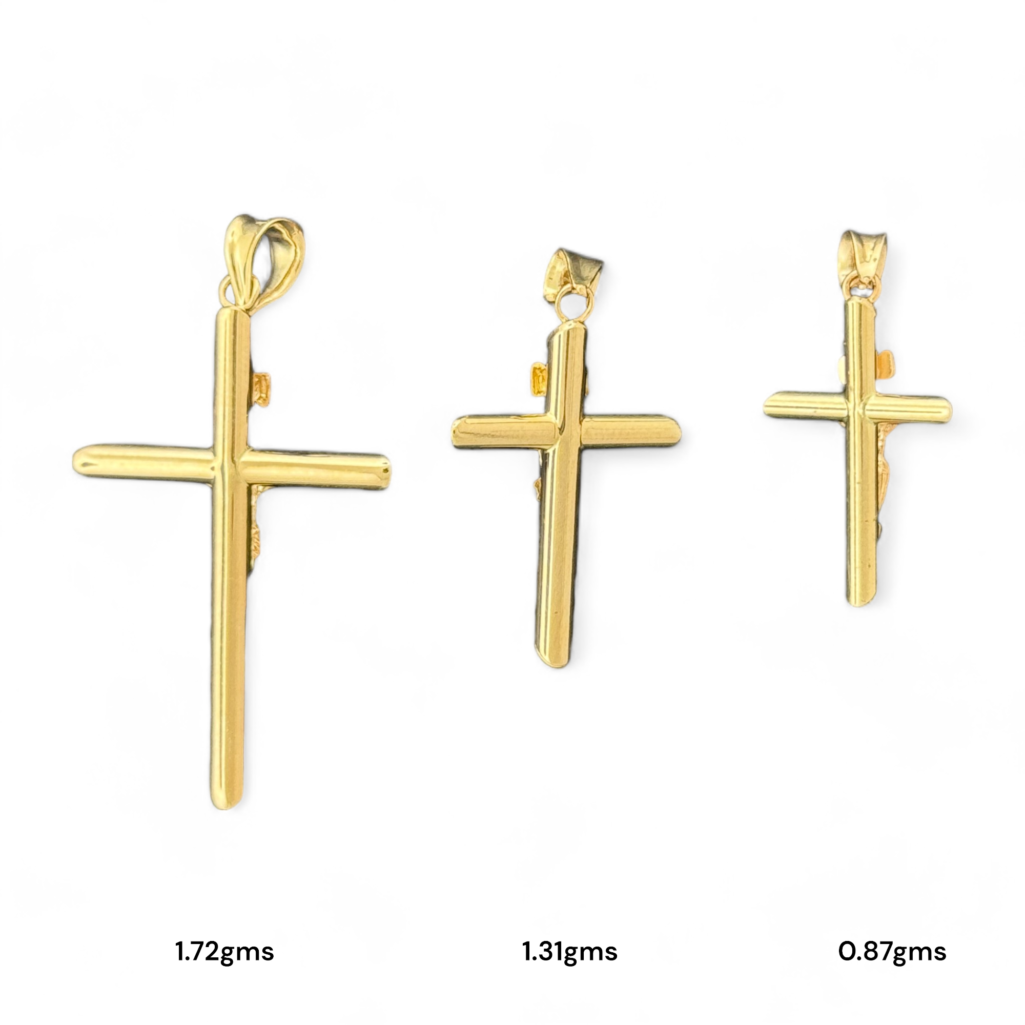 14KT Gold Crucifix Cross Pendant with Sparkling Cubic Zirconia Stones - Elegant Religious Jewelry