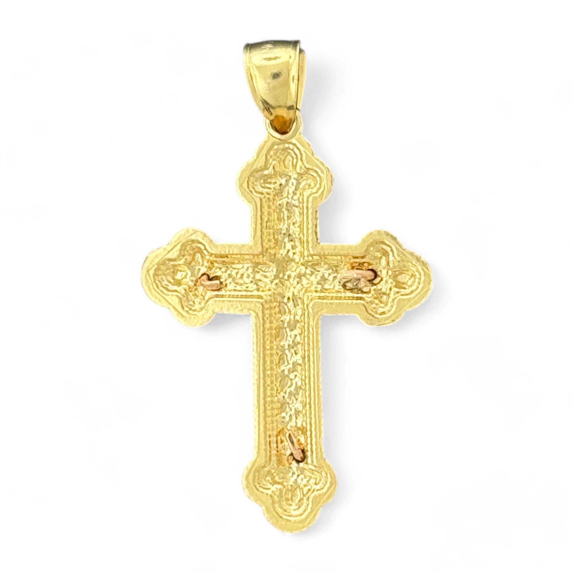14KT Gold Crucifix Cross Pendant with Sparkling Cubic Zirconia Stones - Elegant Religious Jewelry