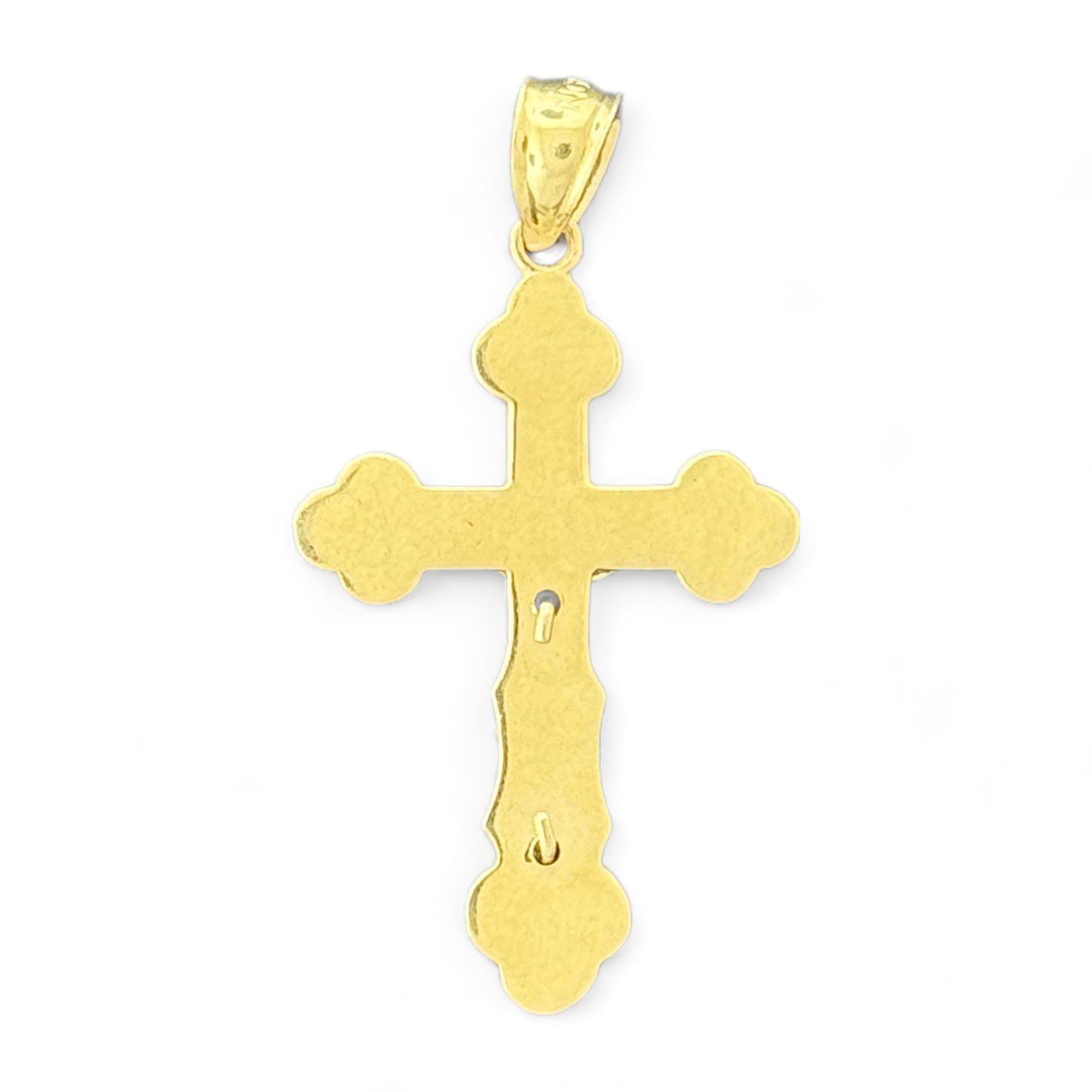 14KT Gold Crucifix Cross Pendant with Sparkling Cubic Zirconia Stones - Elegant Religious Jewelry