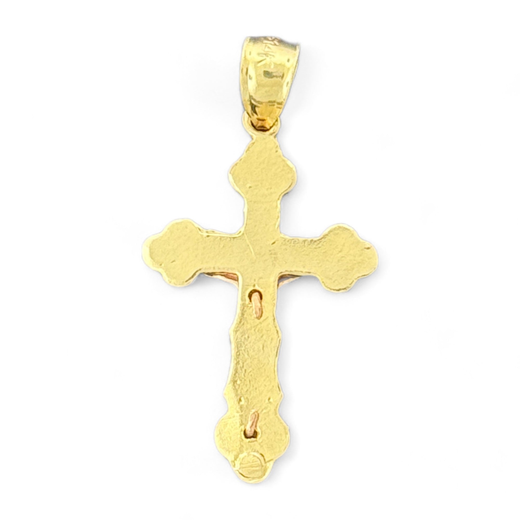 14KT Gold Crucifix Cross Pendant with Sparkling Cubic Zirconia Stones - Elegant Religious Jewelry