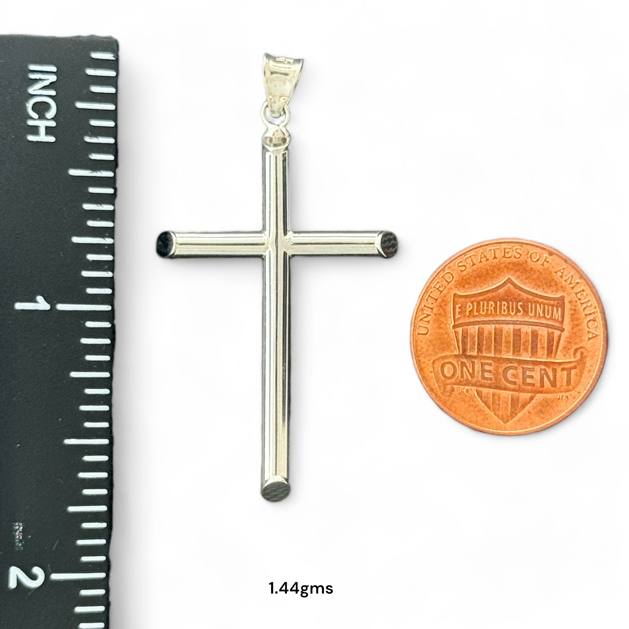 14KT Gold Crucifix Cross Pendant with Sparkling Cubic Zirconia Stones - Elegant Religious Jewelry