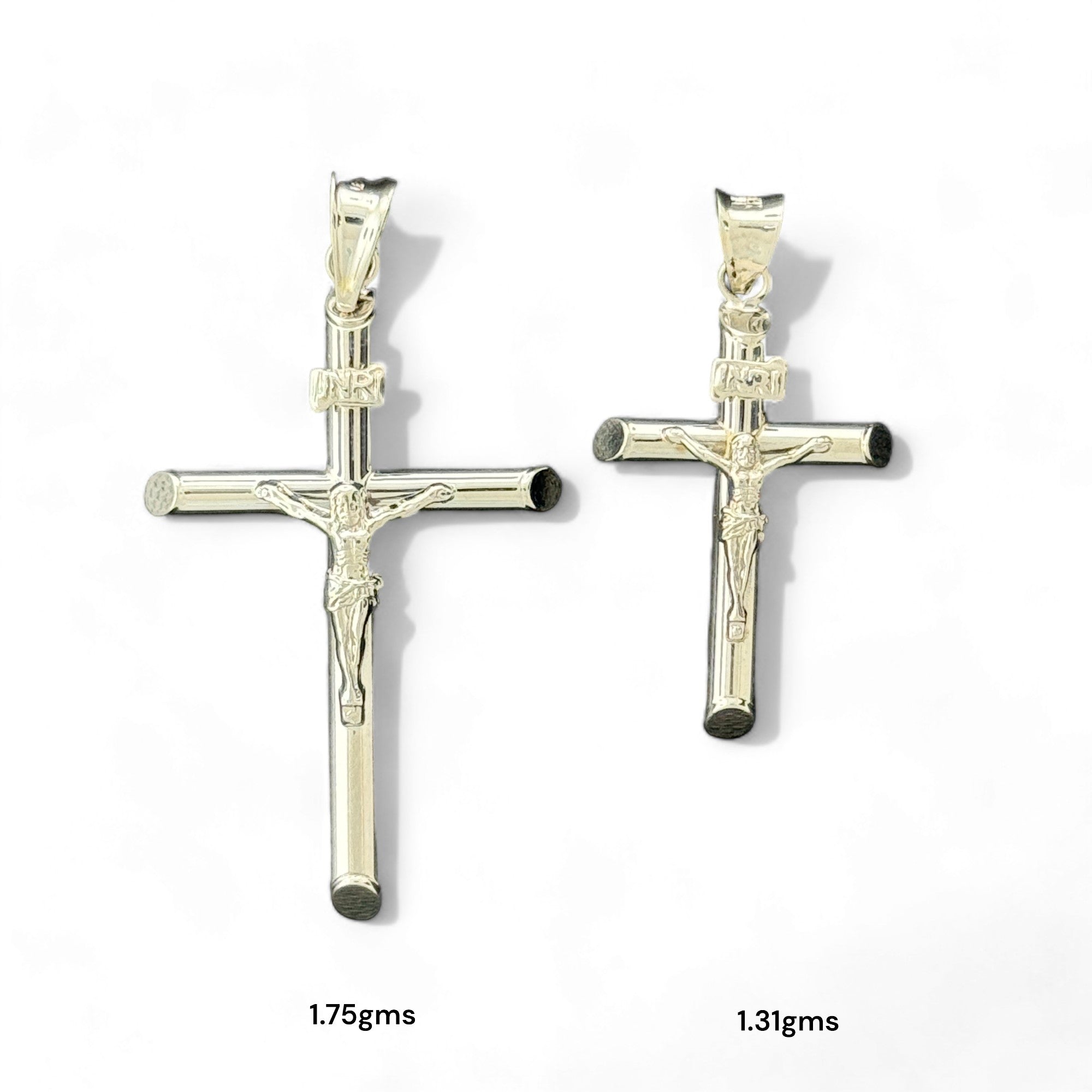 14KT Gold Crucifix Cross Pendant with Sparkling Cubic Zirconia Stones - Elegant Religious Jewelry