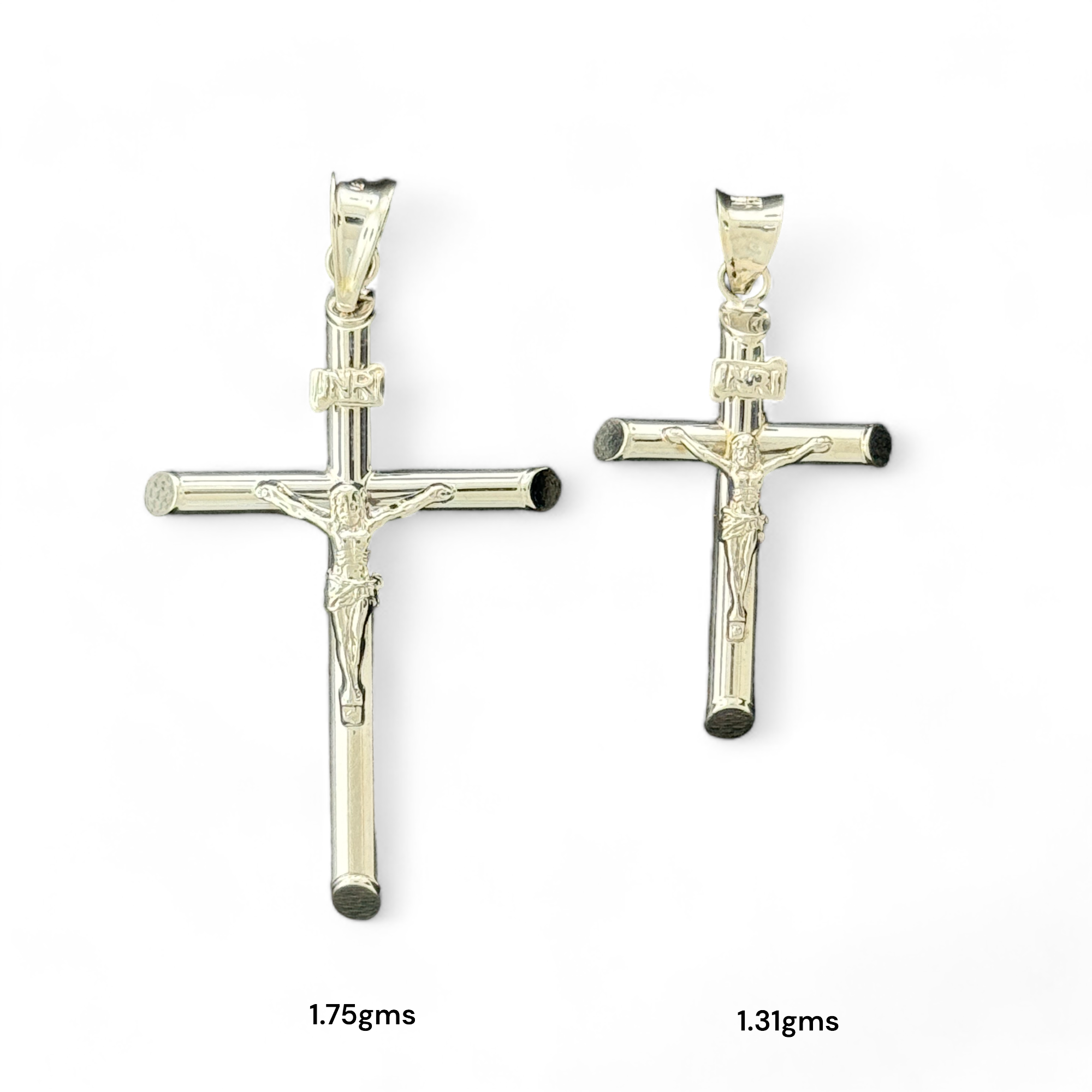 14KT Gold Crucifix Cross Pendant with Sparkling Cubic Zirconia Stones - Elegant Religious Jewelry