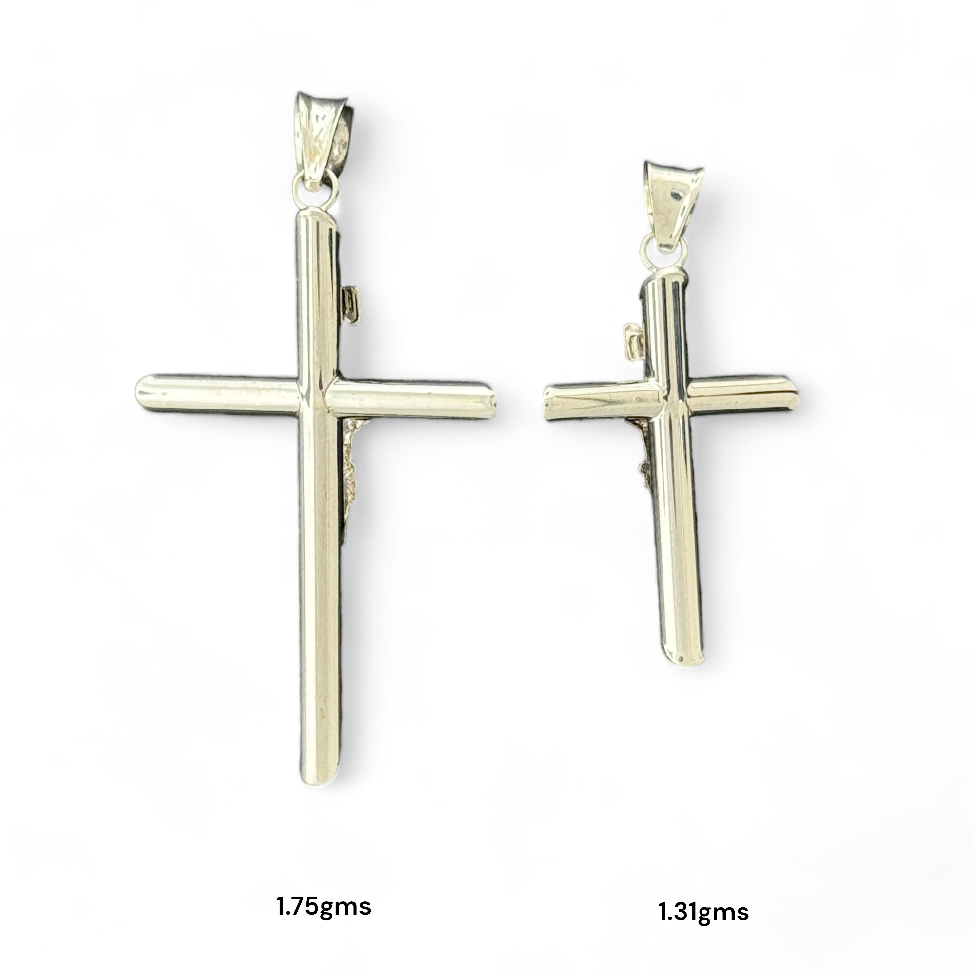 14KT Gold Crucifix Cross Pendant with Sparkling Cubic Zirconia Stones - Elegant Religious Jewelry