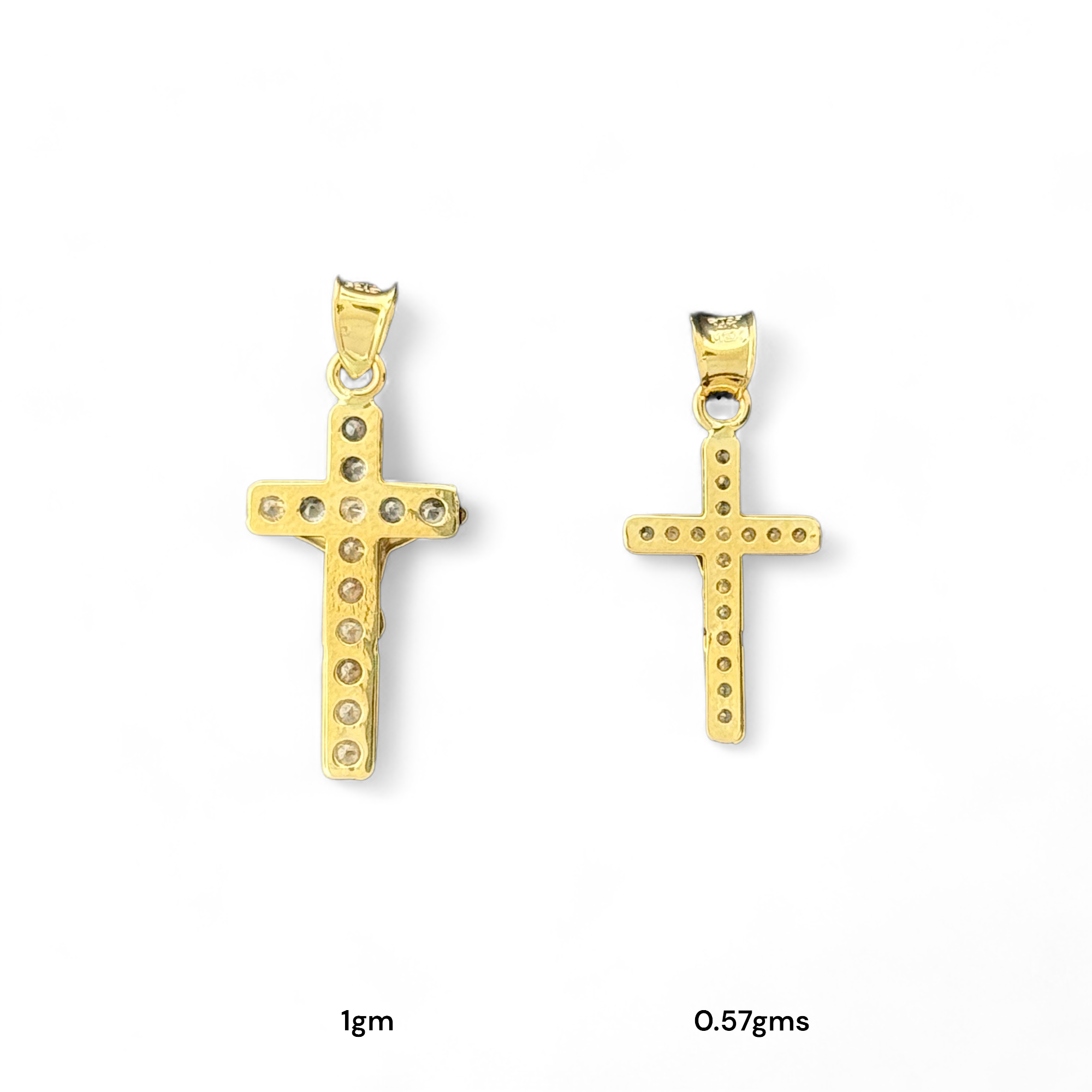 14KT Gold Crucifix Cross Pendant with Sparkling Cubic Zirconia Stones - Elegant Religious Jewelry