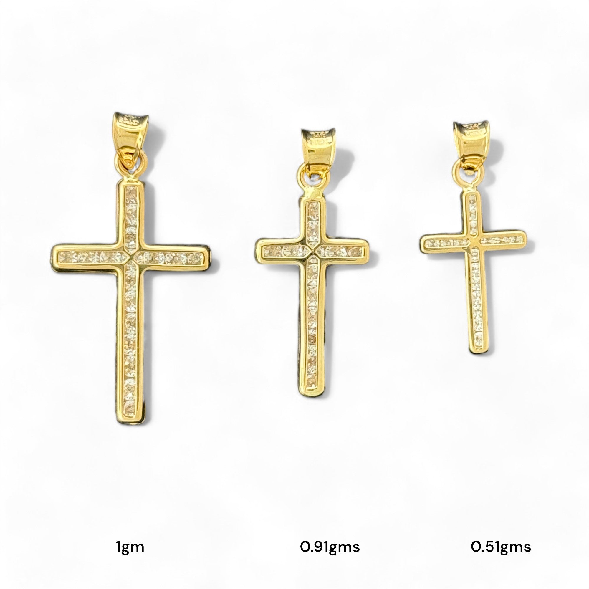 14KT Gold Crucifix Cross Pendant with Sparkling Cubic Zirconia Stones - Elegant Religious Jewelry