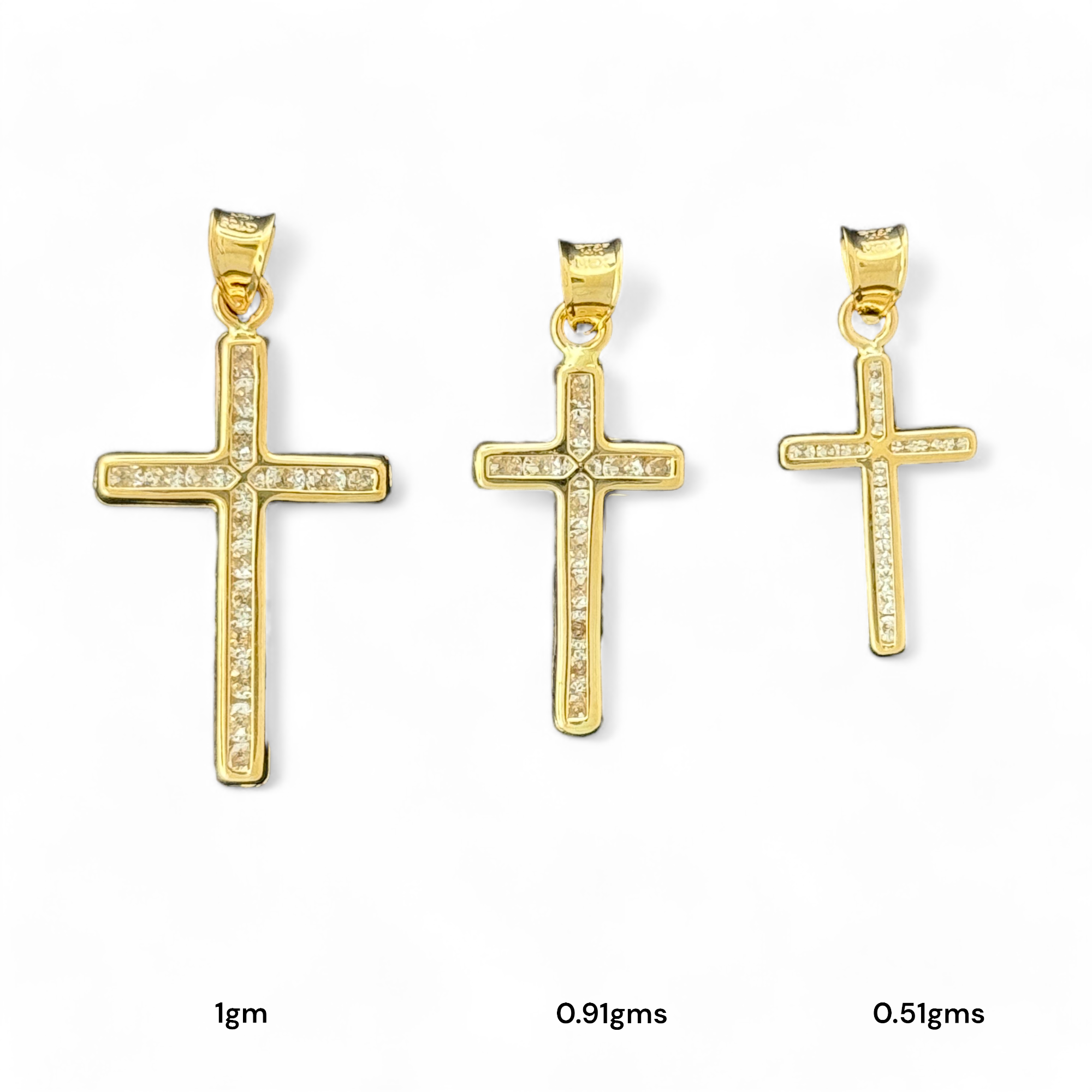 14KT Gold Crucifix Cross Pendant with Sparkling Cubic Zirconia Stones - Elegant Religious Jewelry