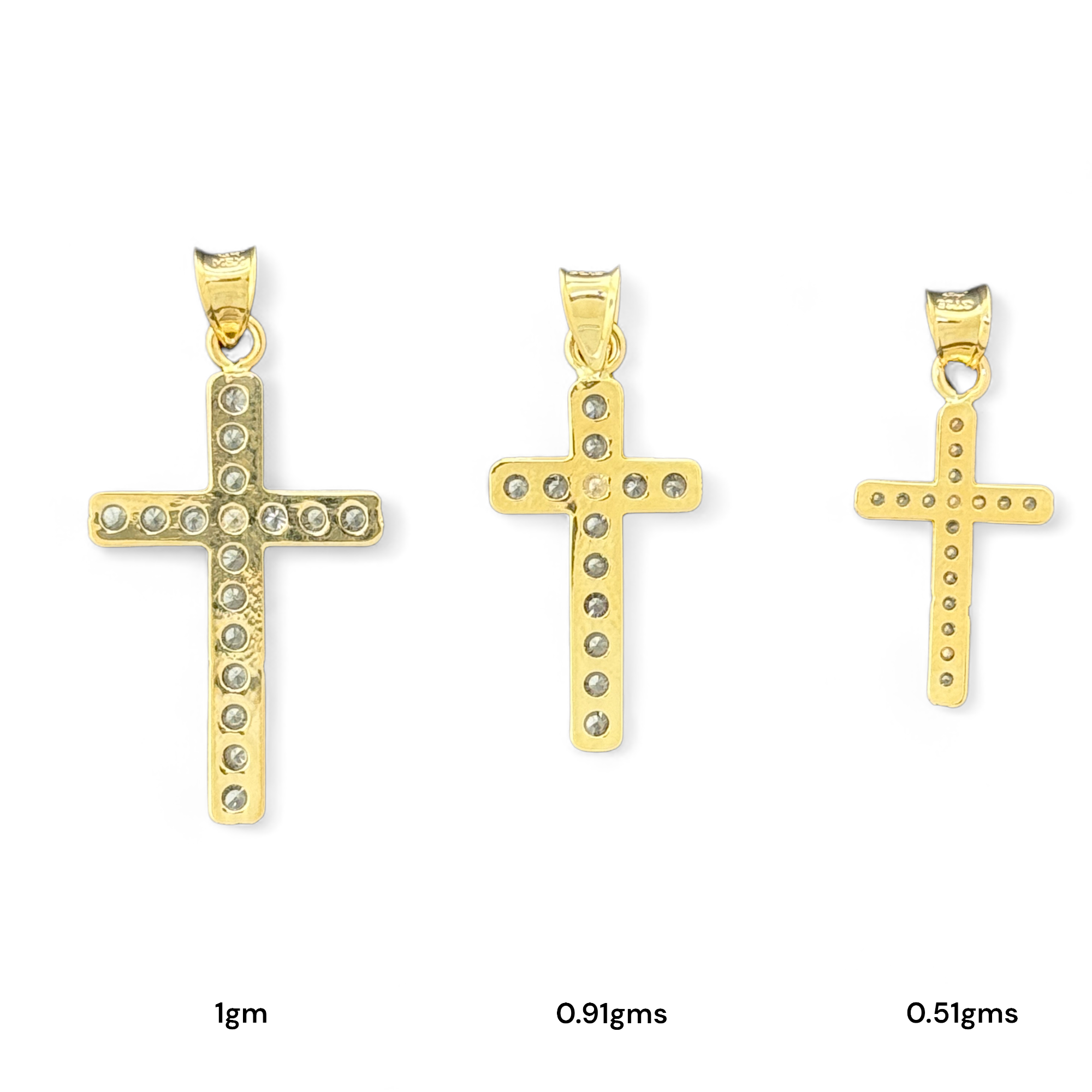 14KT Gold Crucifix Cross Pendant with Sparkling Cubic Zirconia Stones - Elegant Religious Jewelry