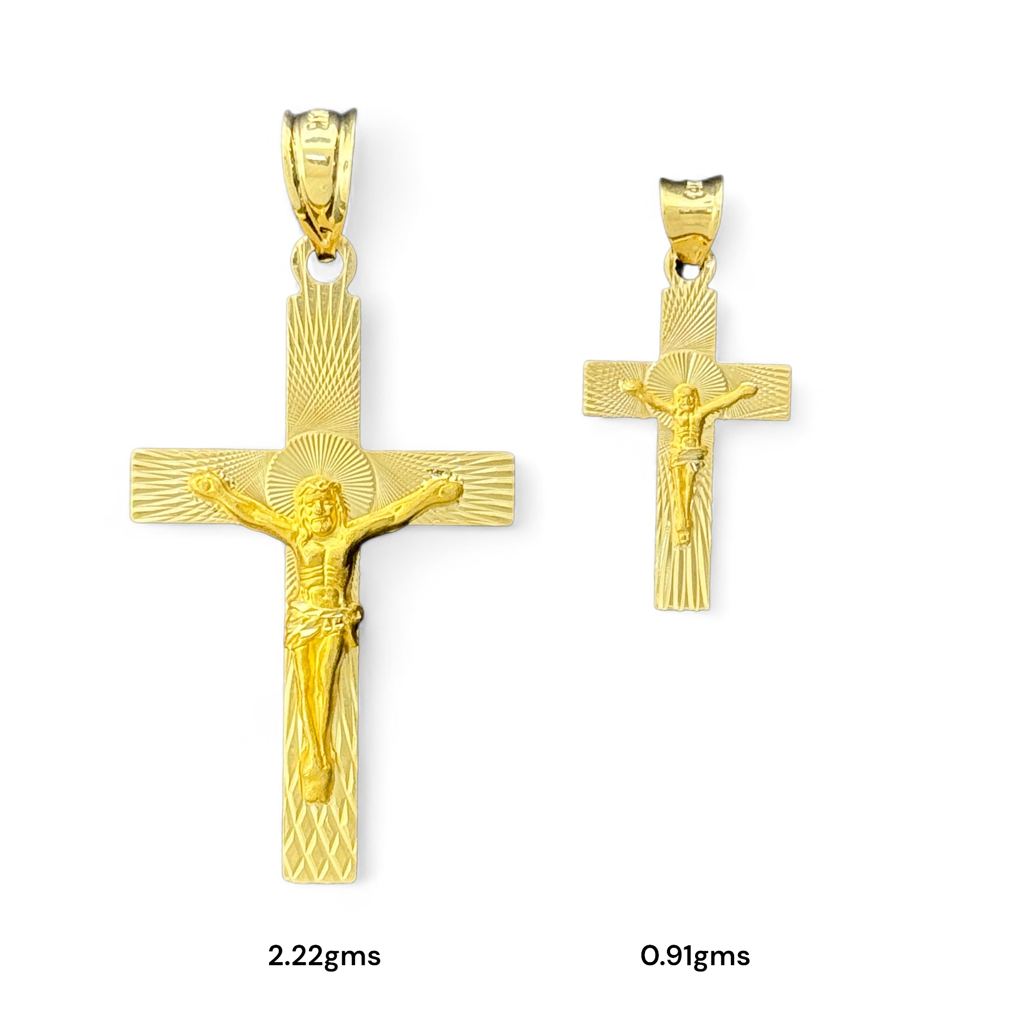 14KT Gold Crucifix Cross Pendant with Sparkling Cubic Zirconia Stones - Elegant Religious Jewelry