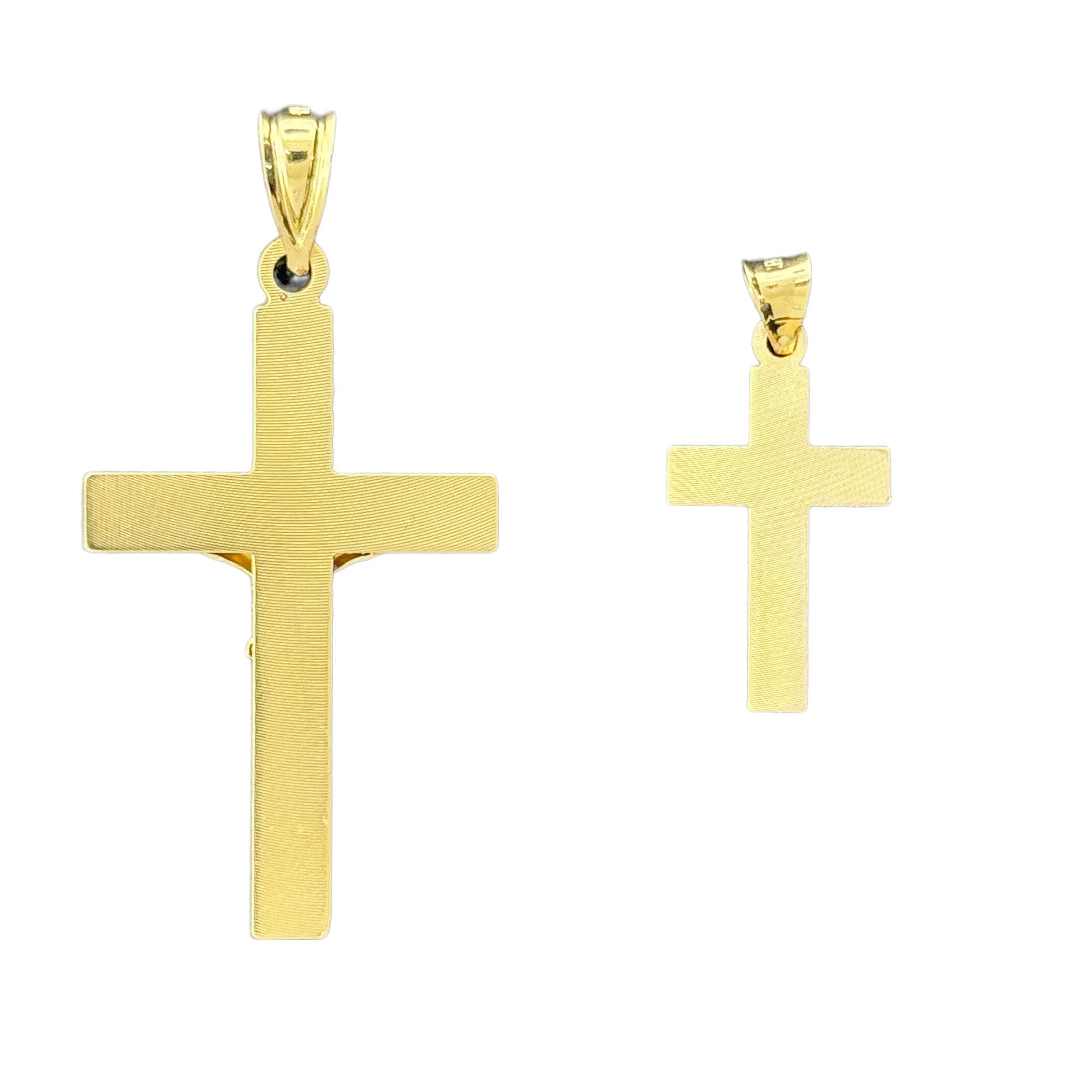 14KT Gold Crucifix Cross Pendant with Sparkling Cubic Zirconia Stones - Elegant Religious Jewelry