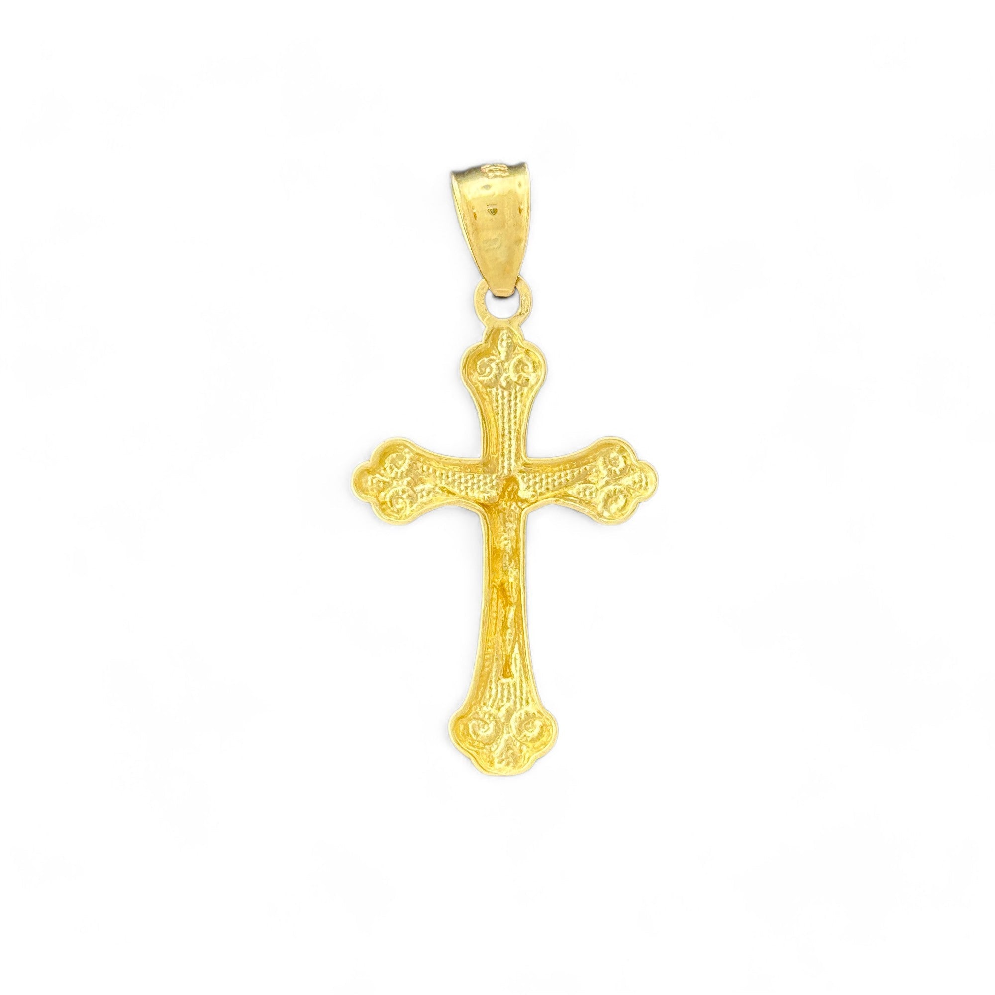14KT Gold Crucifix Cross Pendant with Sparkling Cubic Zirconia Stones - Elegant Religious Jewelry