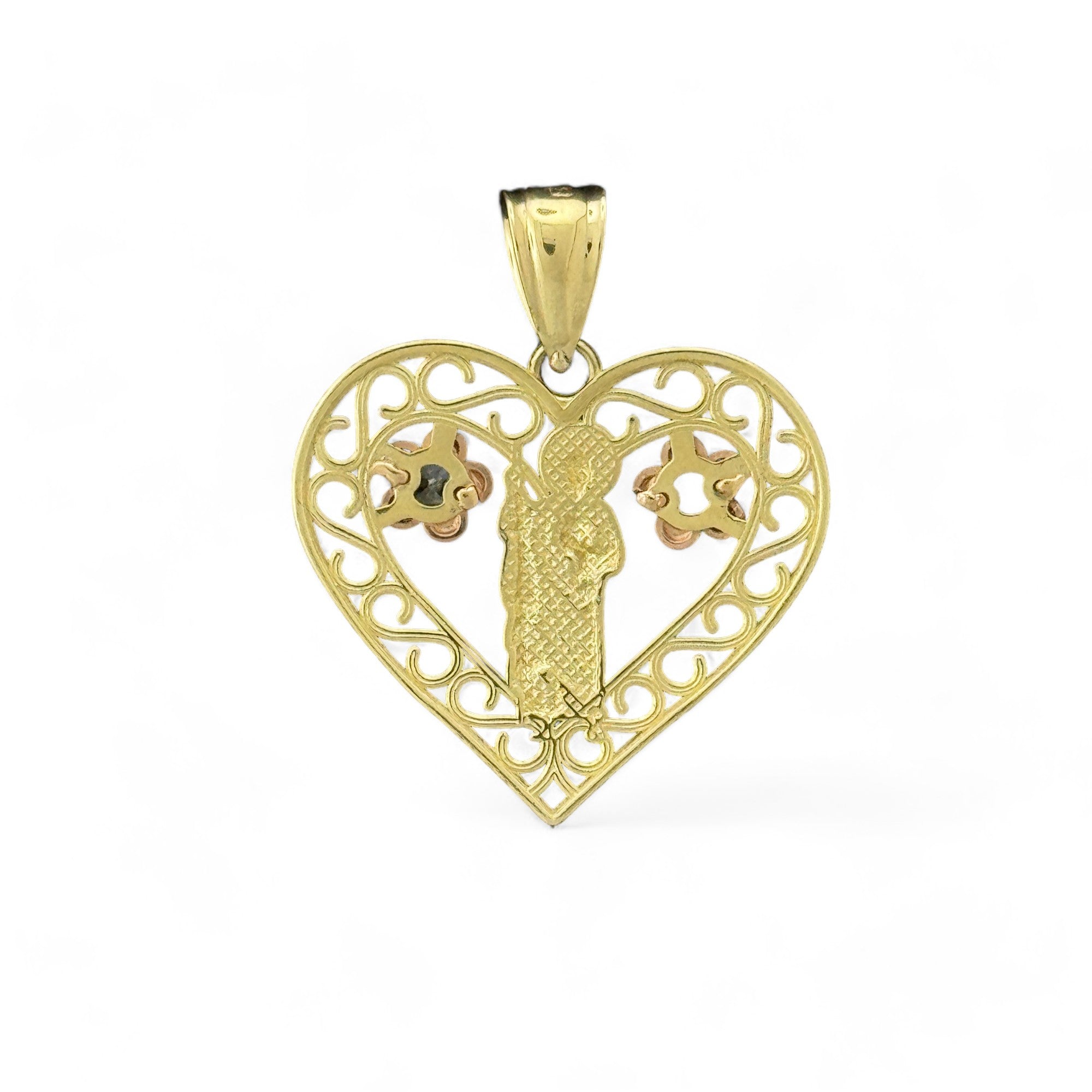 14KT Gold Crucifix Cross Pendant with Sparkling Cubic Zirconia Stones - Elegant Religious Jewelry