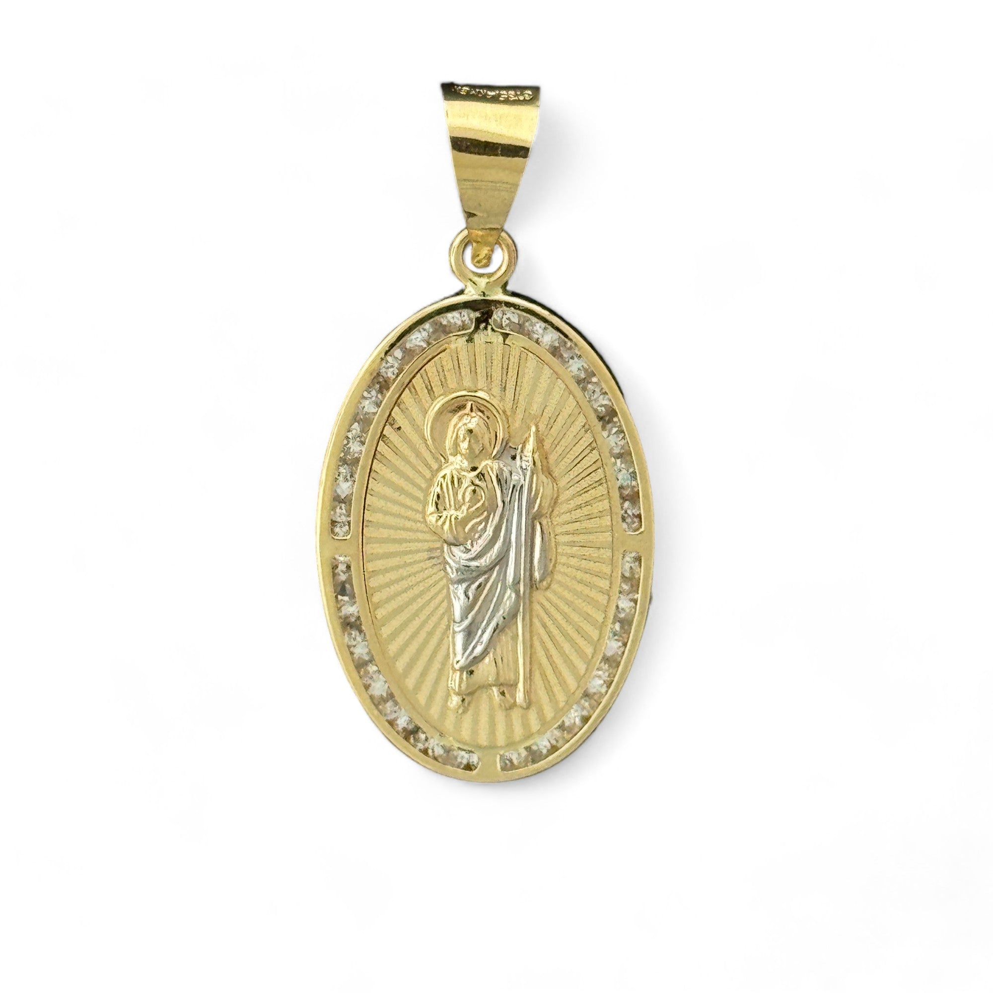 14KT Gold Crucifix Cross Pendant with Sparkling Cubic Zirconia Stones - Elegant Religious Jewelry